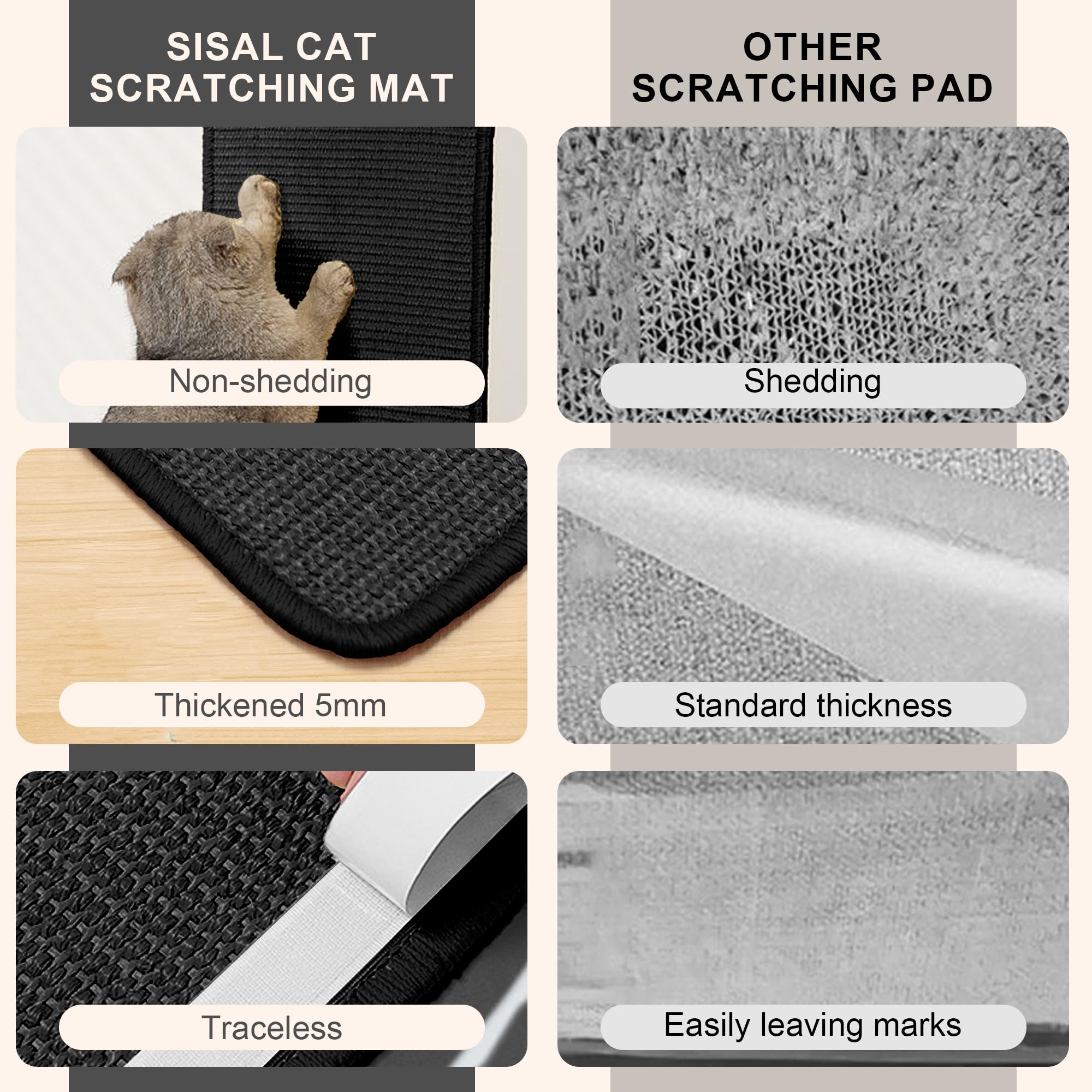 Cat Scratching Mat Sisal, 2 Packs Natural Sisal Fabric 23.6 X 15.8 Cat Scratching Pad With Cute Playing Toy And Spiral Nails