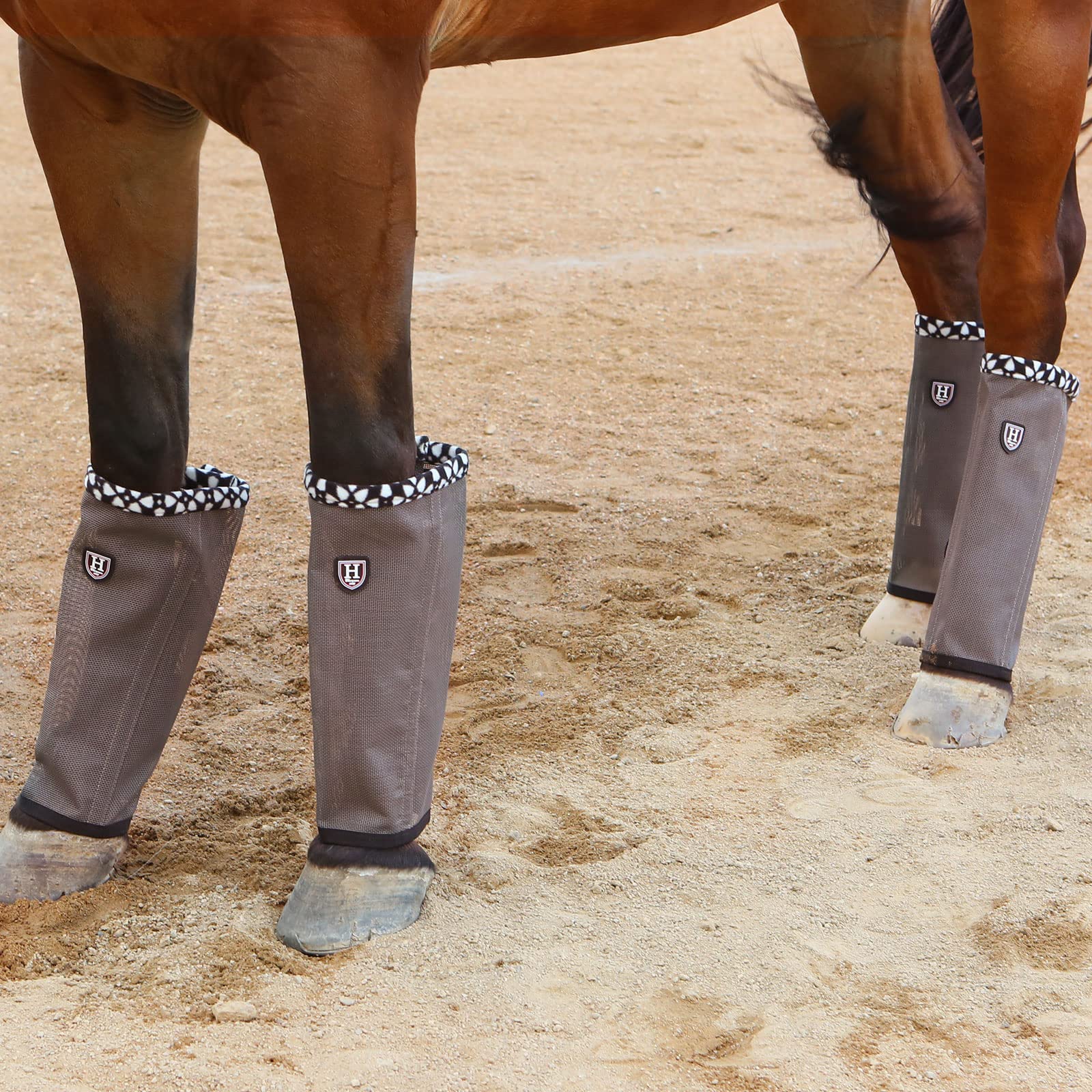 Caremaster Fine Mesh Fly Boots Loose Fitting & Non-Slip Horse Fly Leggings Fleece Air Flow (Set Of 4) Vintage Grey Pony