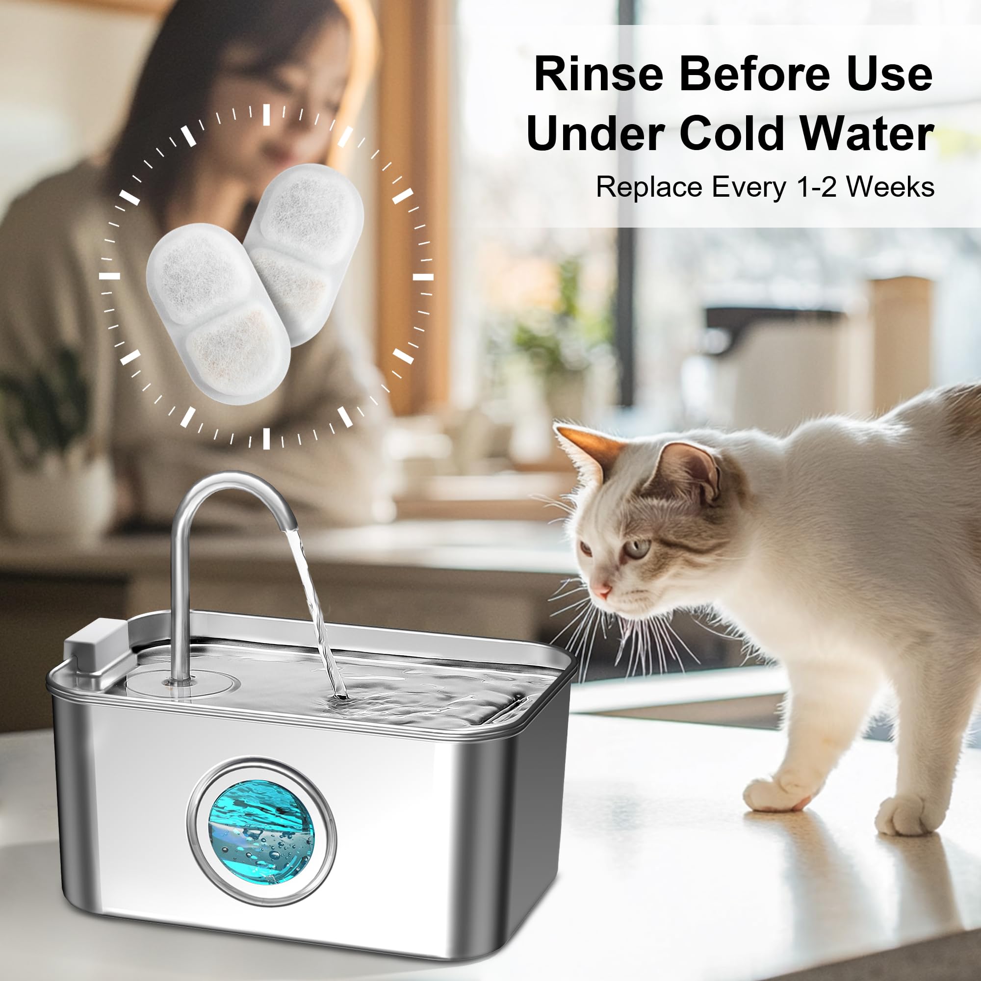 Dog Cat Pet Water Fountain Filter Replacement 8 Packs - Activated Carbon & Ion Exchange Resin Filters With Pump Foam Sponges - C