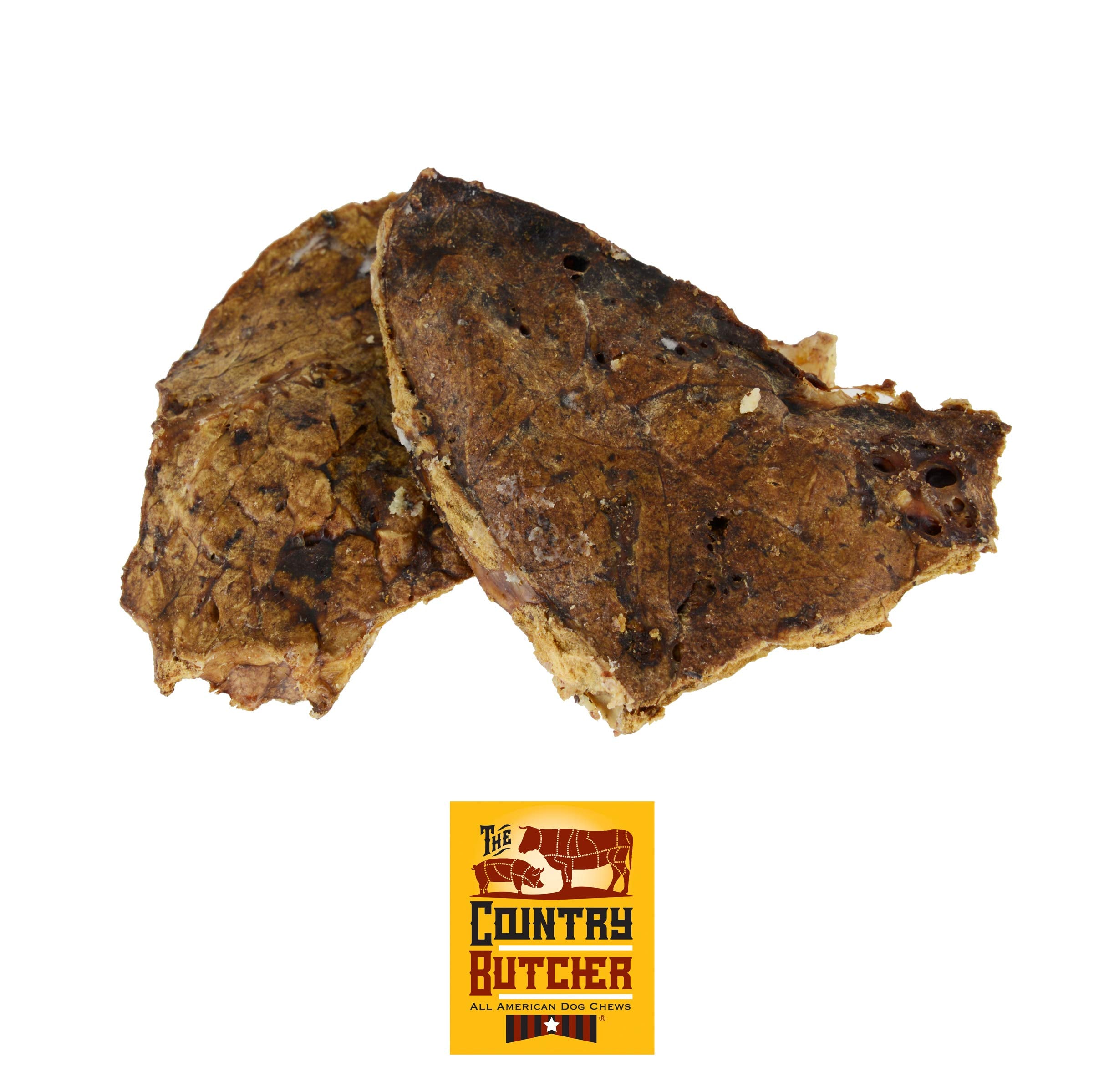 THE COUNTRY BUTCHER Beef Lung Dog Treats for Small, Medium and Large Breeds, Natural Chew, Made in The USA, 16 Ounce Resealable 