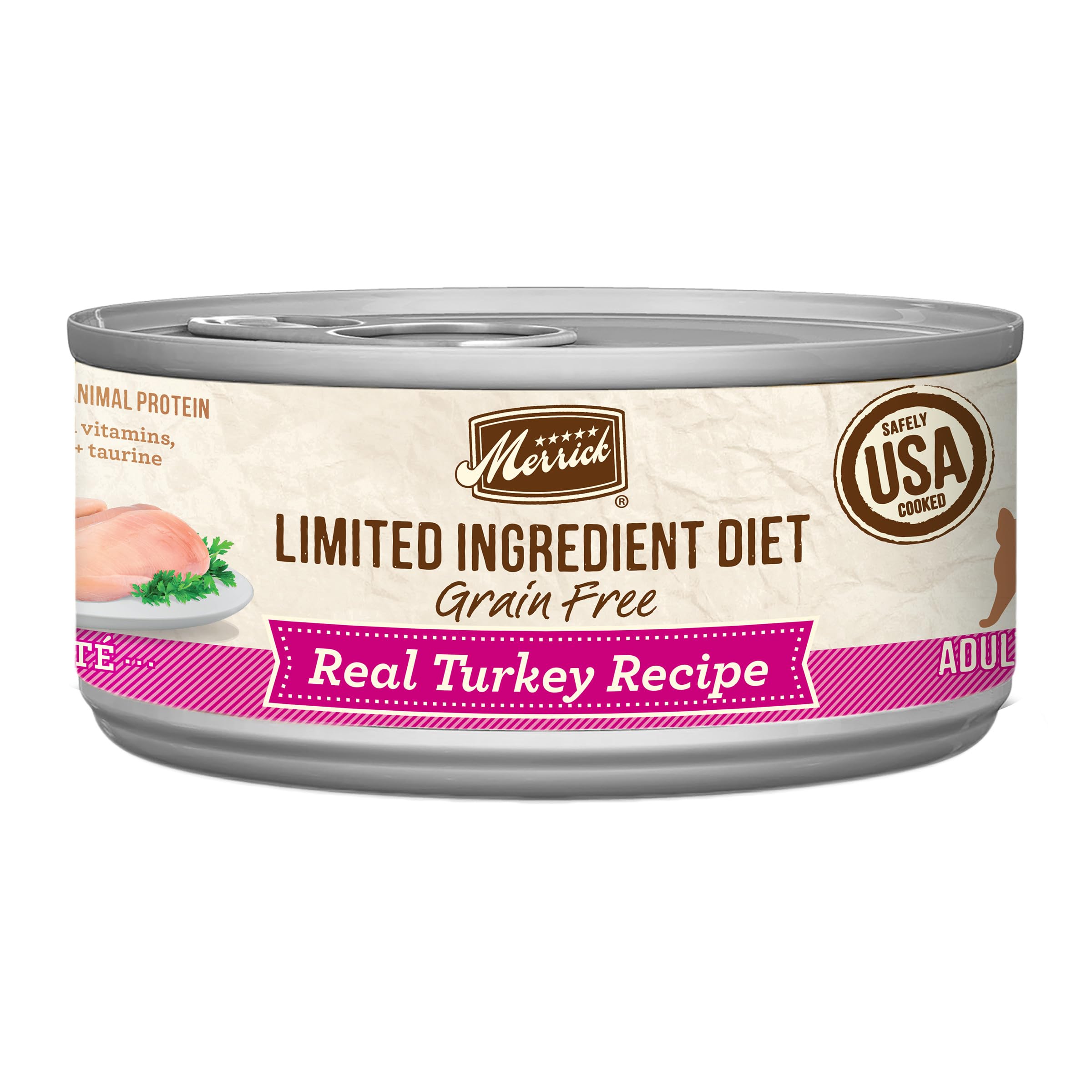 Merrick Limited Ingredient Diet Premium Grain Free And Natural Canned Pate Wet Cat Food, Turkey Recipe - (Pack of 24) 5 oz. Cans