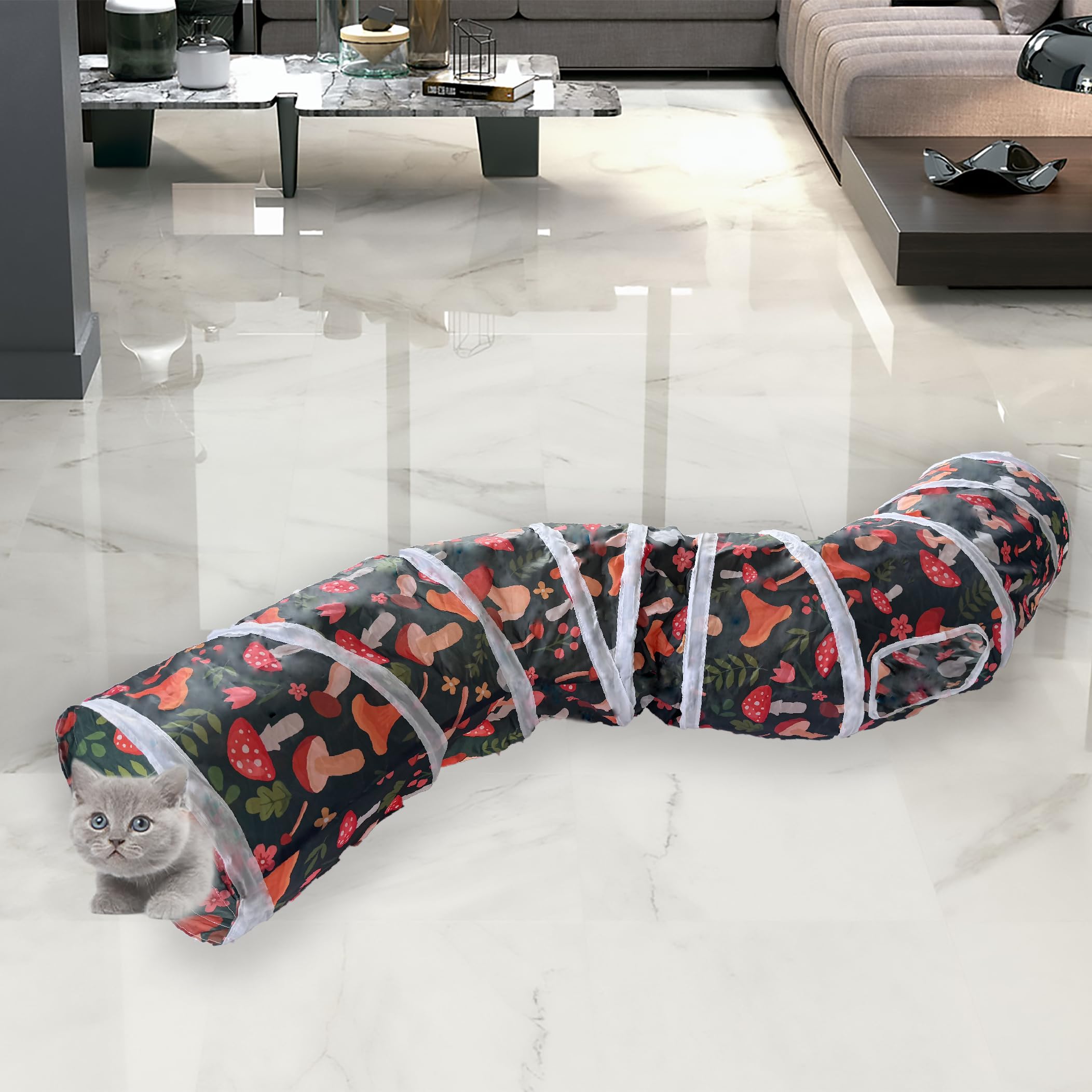 Sheldamy Cat Tunnel, S-2-Way Cat Tunnels for Indoor Cats, Collapsible Cat Play Tunnel, Interactive Toy Maze Cat House for Cats,