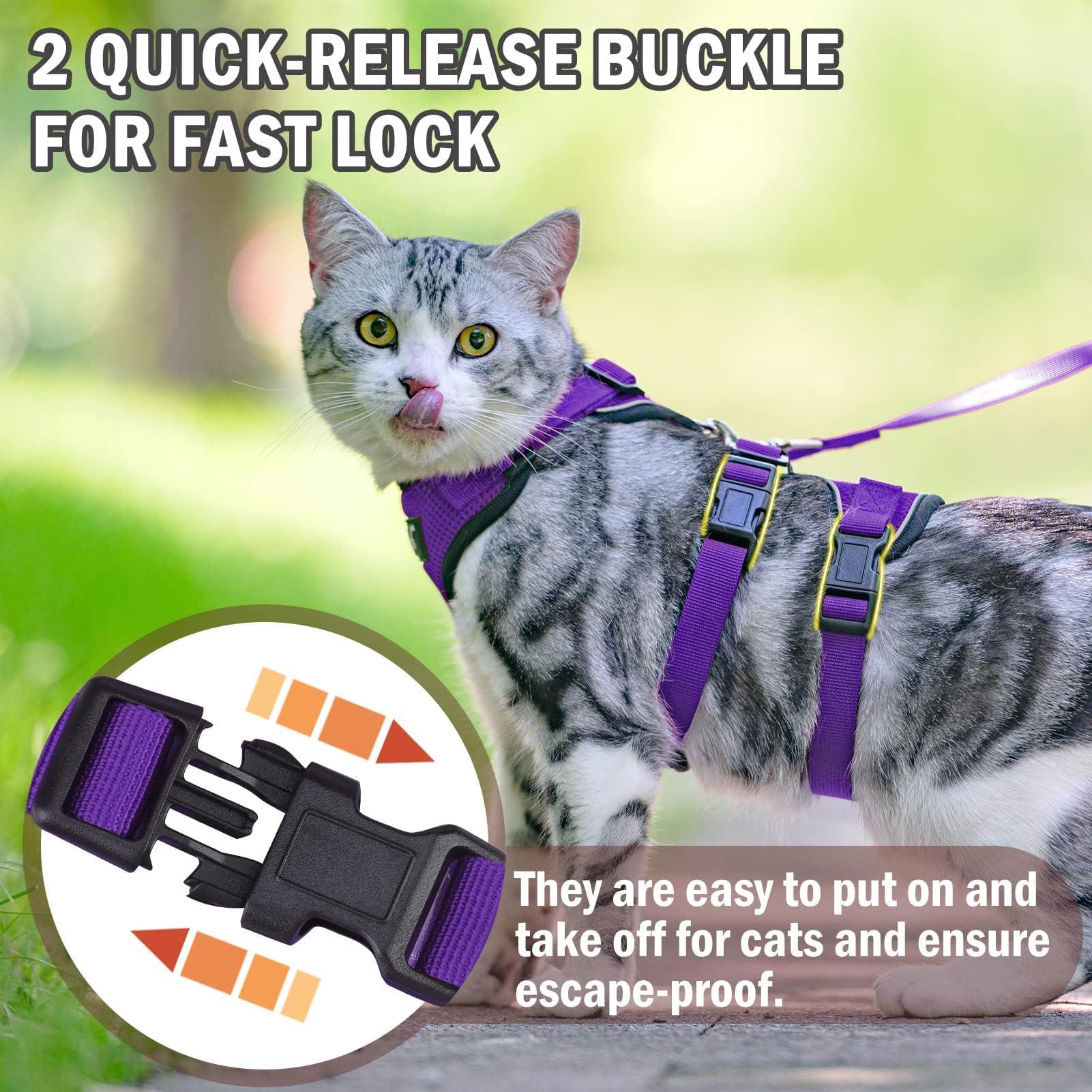 Pupteck Cat Harness And Leash Set Escape Proof For Walking, Breathable Mash Vest Adjustable Harness For Cats Puppy Small Animals