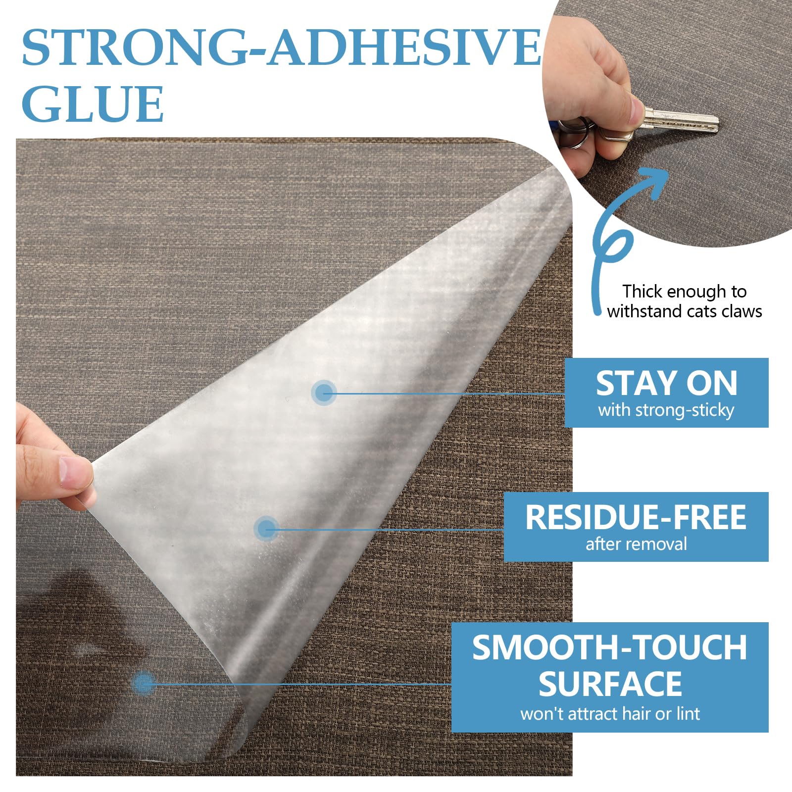 Zahat Reinforce Cat Scratch Furniture Protector 157'' L X 15'' W - Couch Protector From Cat Claws, Durable Anti-Scratch Sofa Cov