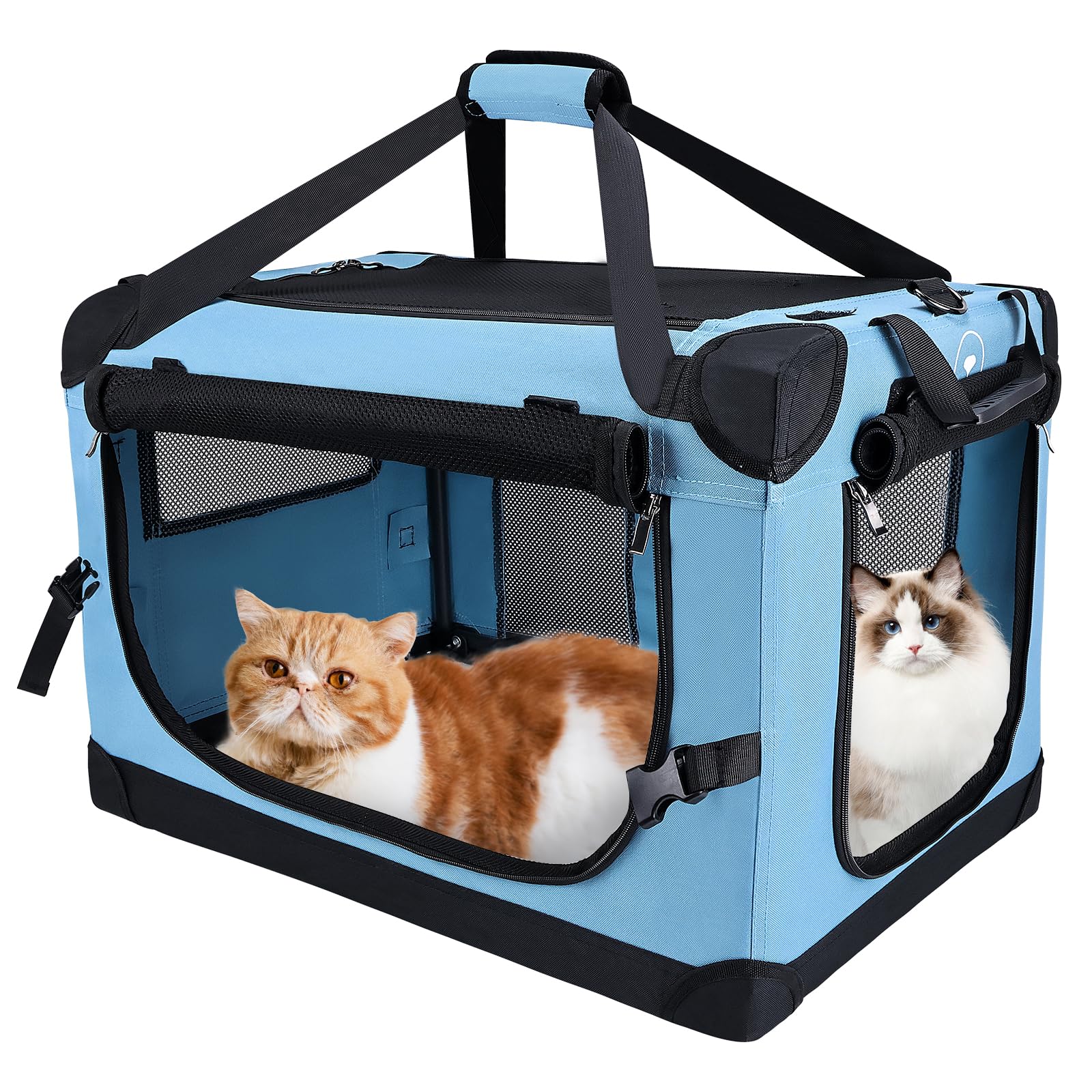 Pegic Large Cat Carrier For Car Travel, Soft Sided Collapsible Pet Carrier For Outdoor And Indoor Uses, Roomy Extra Large Cat Ca