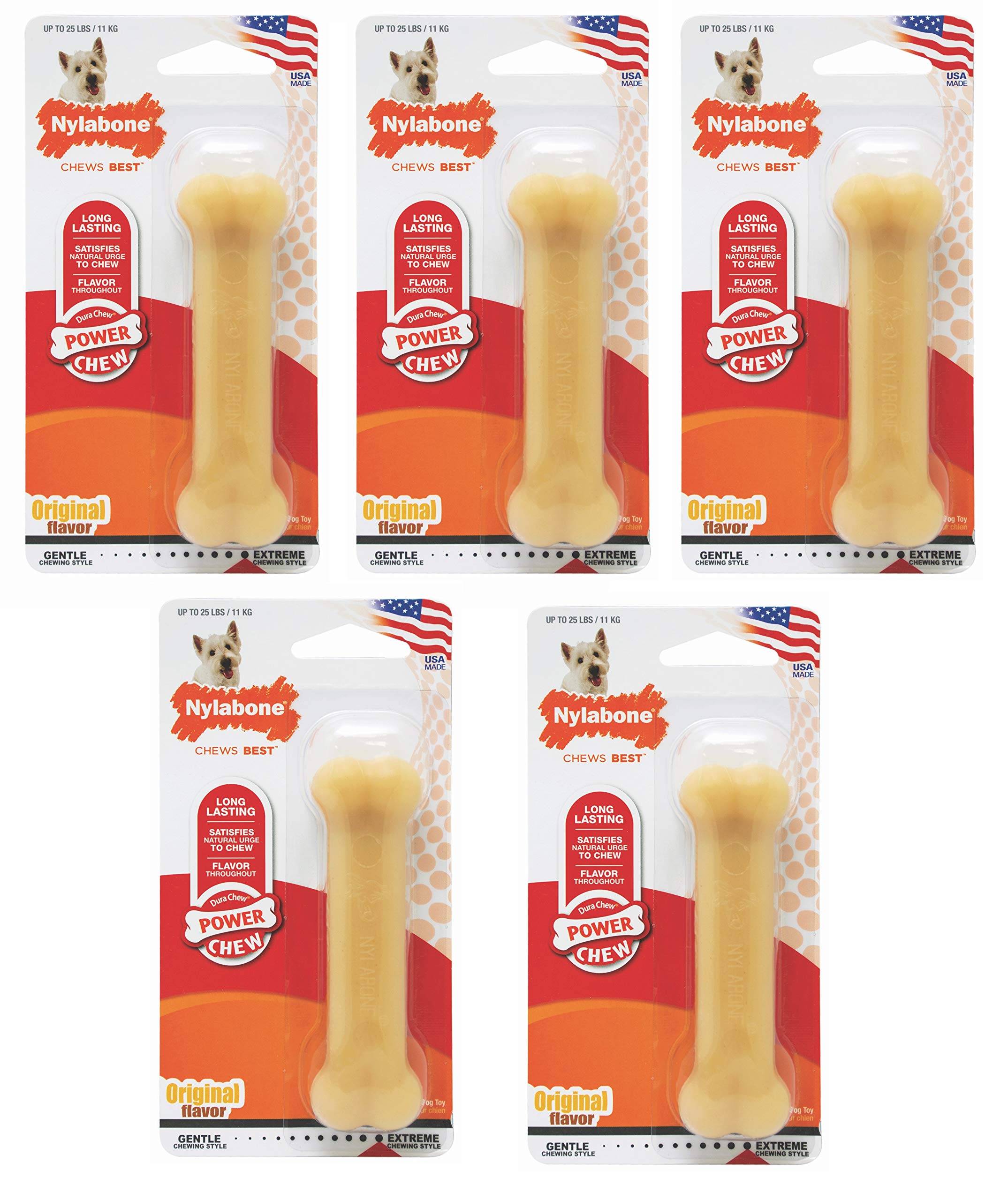 Nylabone (5 Pack) Dura Chew Regular Original Flavored Bone Dog Chew Toys