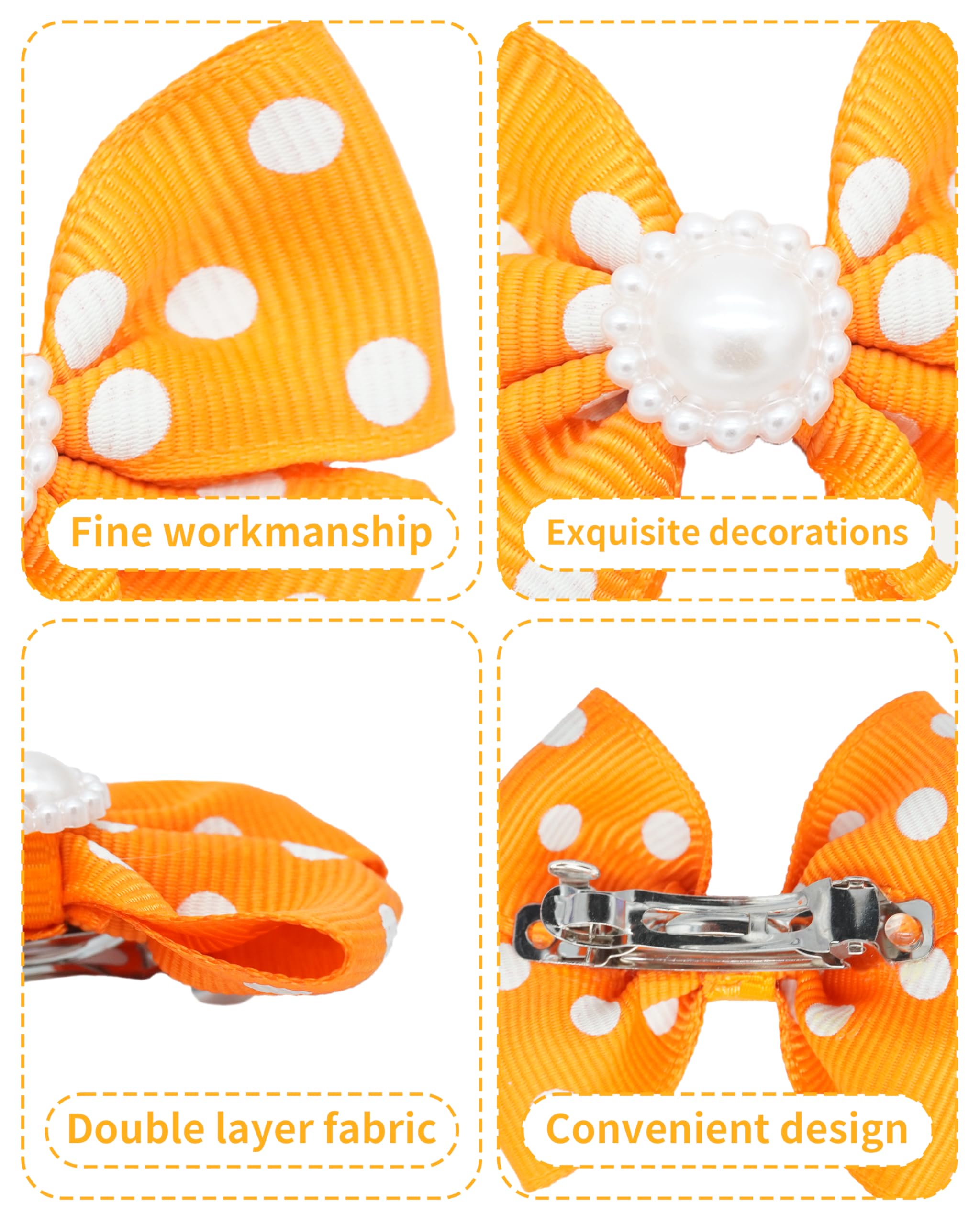 Pet Show 10Pcs 2' Dot Small Dogs Hair Bows With French Clips Yorkie Bowknot Barrette Clips For Medium Dogs Pet Topknot Cat Grooming Hair Accessories