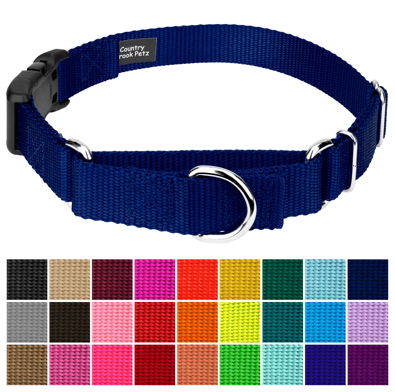 Country Brook Petz - Made In The Usa - Durable Nylon Martingale With Deluxe Buckle - 30+ Vibrant Color Options (Royal Blue, 3/4 Inch, Small)
