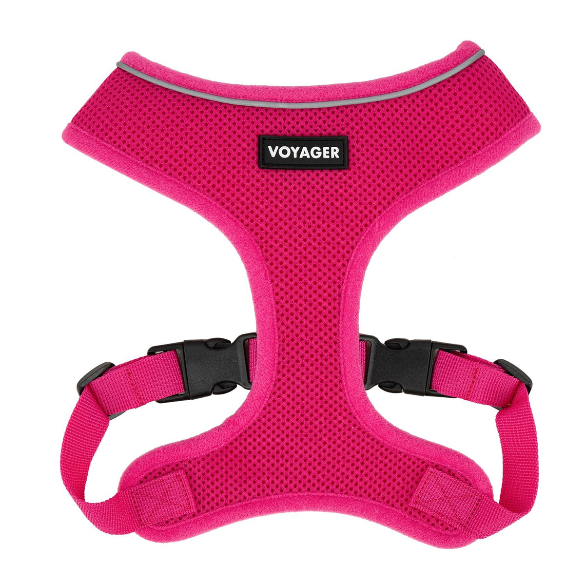 Voyager Aerolite No Pull Mesh Dog Harness With Lightweight, Soft, Breathable, Reflective Stitching, And Adjustable Straps For Walking, Running, Training, Heavy Duty And Durable - Fuchsia, Xs