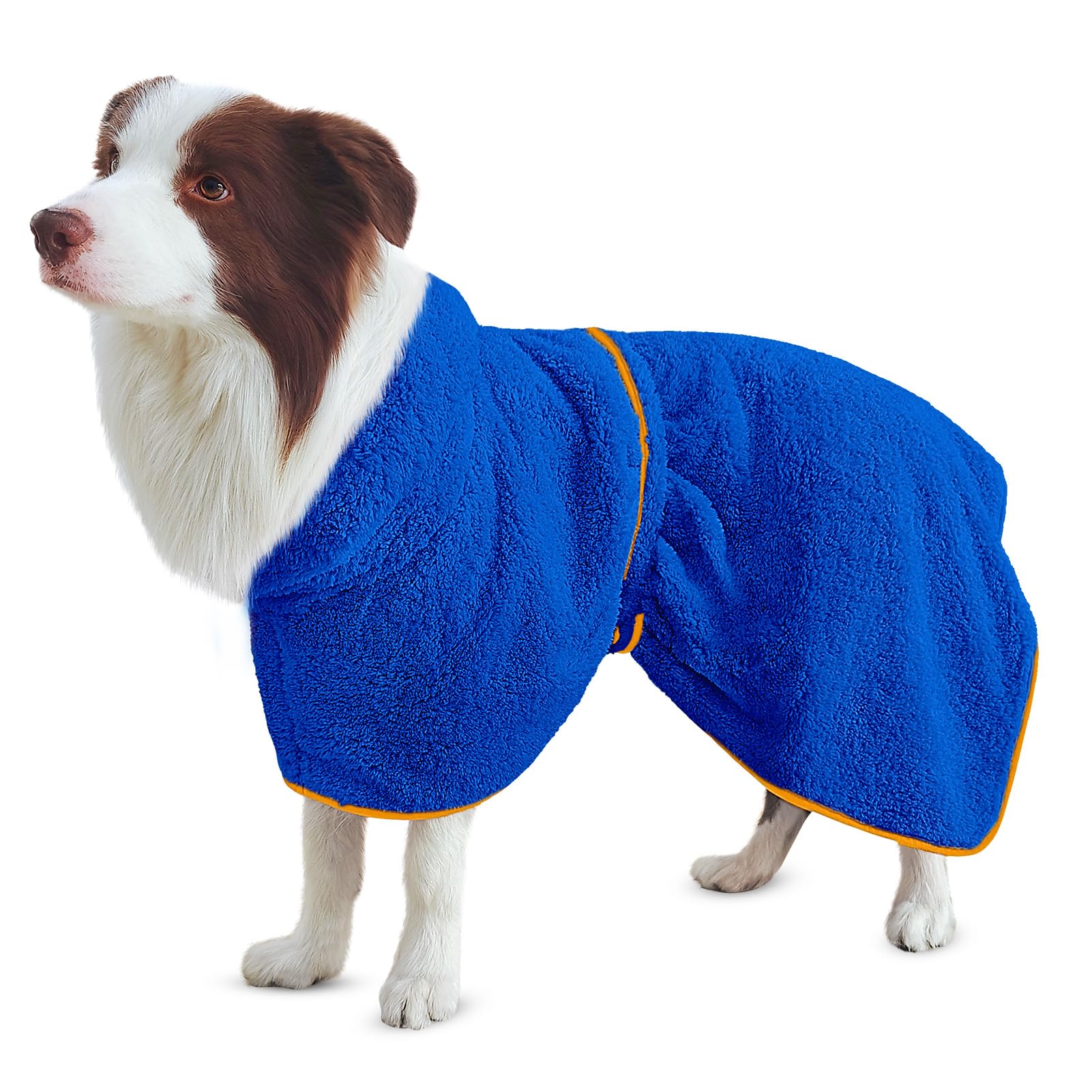 Bienbee Soft Dog Bathrobe,Super Absorbent & Quick-Drying Dog Robe With Hood, Cozy Drying Coat For After Bath, Blue Xl