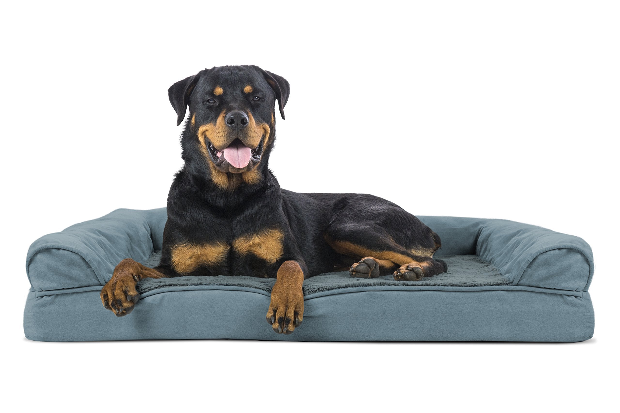 Furhaven Orthopedic Dog Bed For Large Dogs W/ Removable Bolsters & Washable Cover, For Dogs Up To 95 Lbs - Plush & Suede Sofa - Deep Pool, Jumbo/Xl