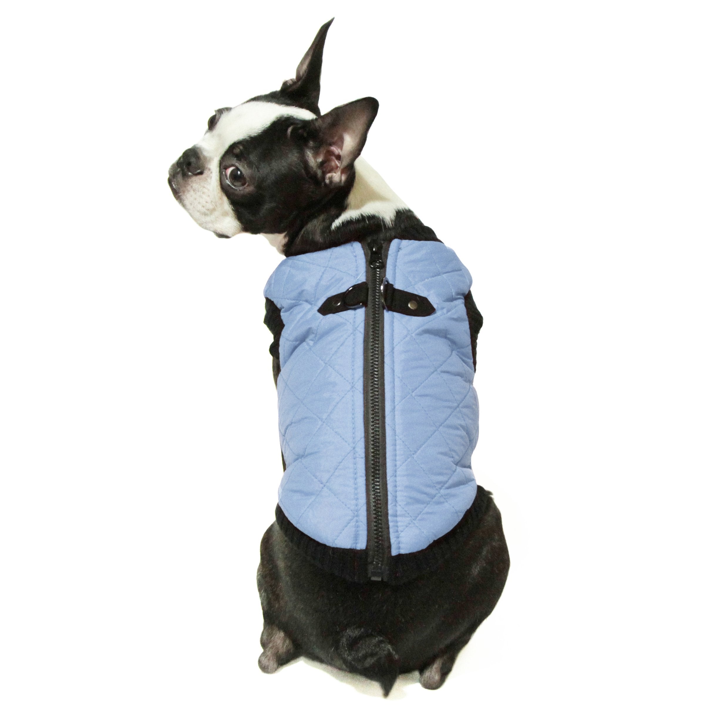 Gooby Fashion Vest Dog Jacket - Gray, Medium - Warm Zip Up Bomber Vest with Dual D Ring Leash - Winter Water Resistant Small Swe