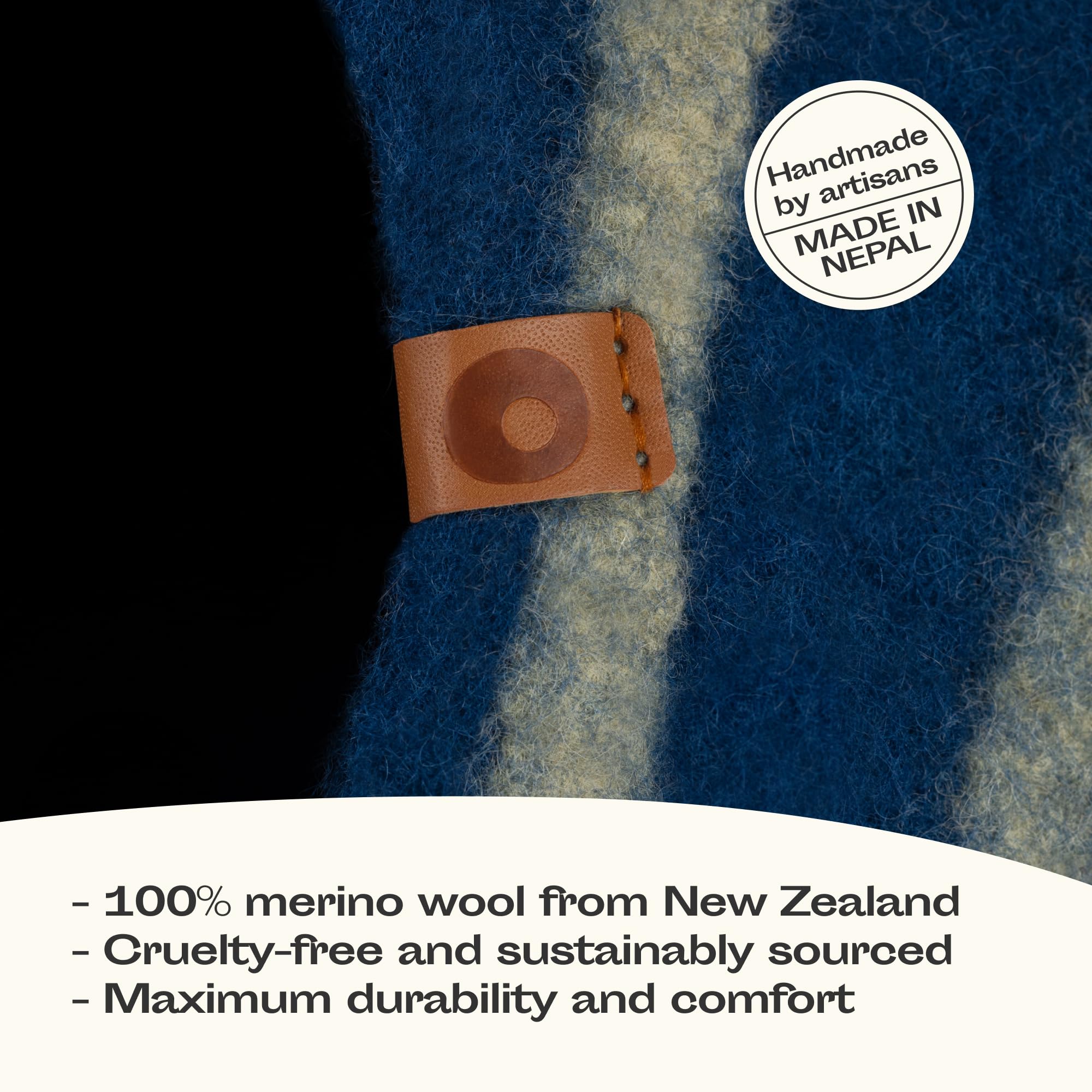 Meowfia Cat Cave - Premium Felt Cat Bed For Indoor Cats, Handmade 100% Merino Wool (Vivid Shades) (Medium, Deep Azure)