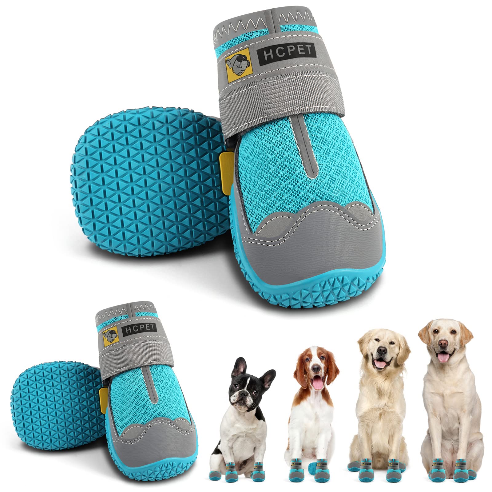 Hcpet Dog Boots Breathable Dog Shoes For Medium Large Dogs, Anti-Slip Dog Booties Paw Protector For For Hot Pavement Winter Snow