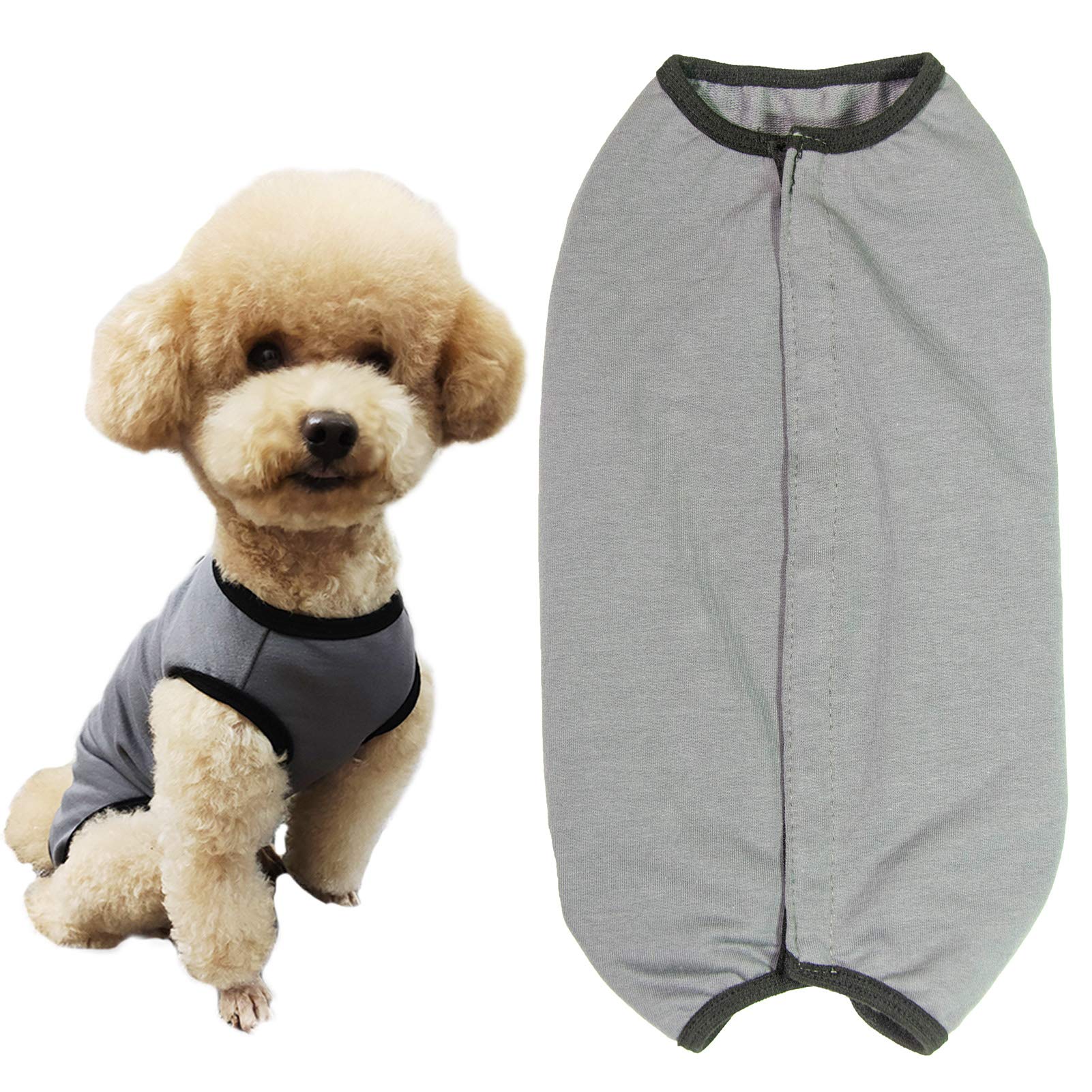 Dogs Recovery Suit Post Surgery Shirt For Puppy, Wound Protective Clothes For Little Animals(Grey-Xl)
