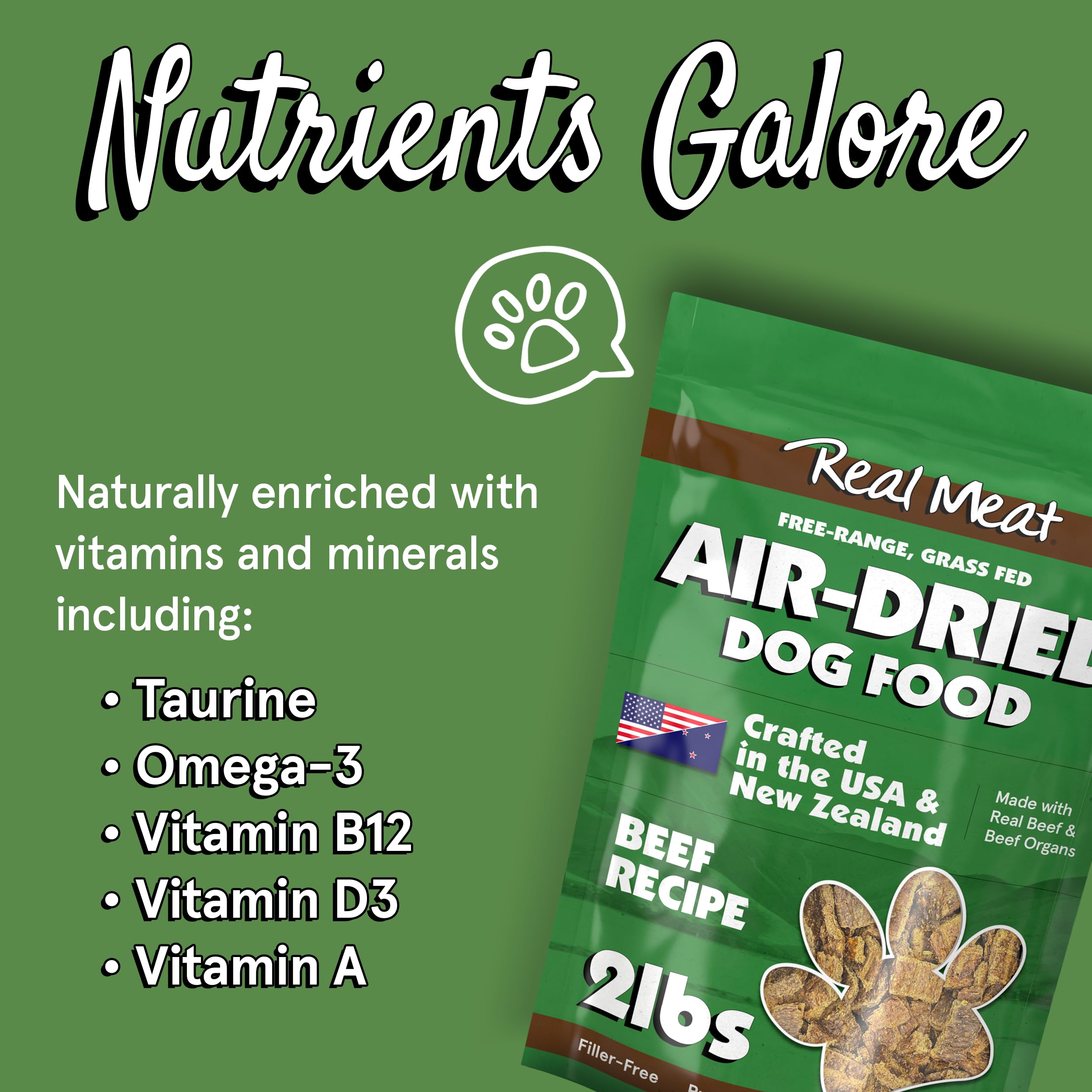 TRMC Real Meat Air Dried Dog Food w/Real Beef - Two 2lb Bags of USA-Crafted Grain Free Real Meat Dog Food Sourced from Hormone-F