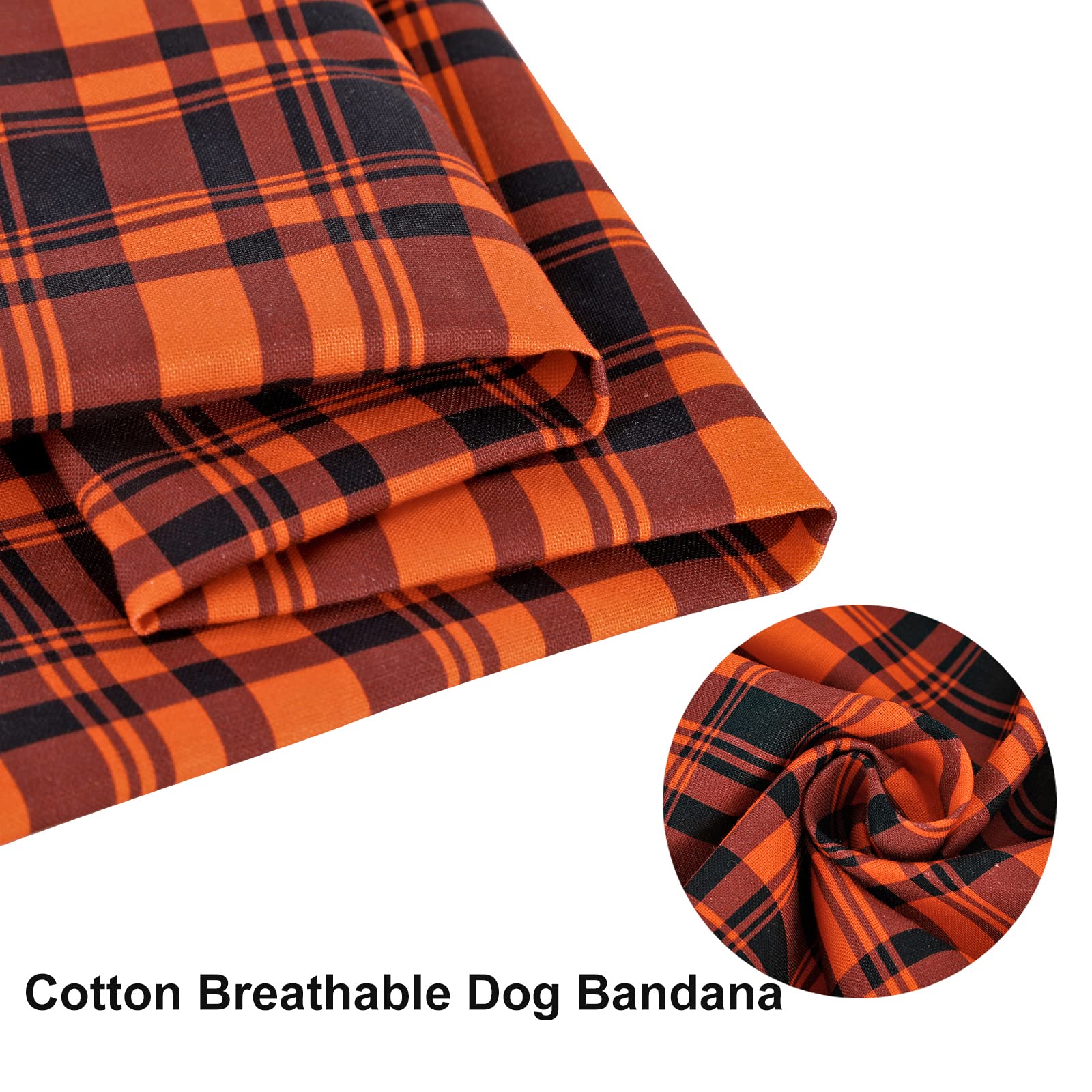 Aring Pet Dog Bandana-Cute Halloween Orange Grid Dog Bandanas, Soft Comfortable Fall Dog Scarf Dogs Triangle Bibs For Small To Large Boy Girl Dogs And Cats