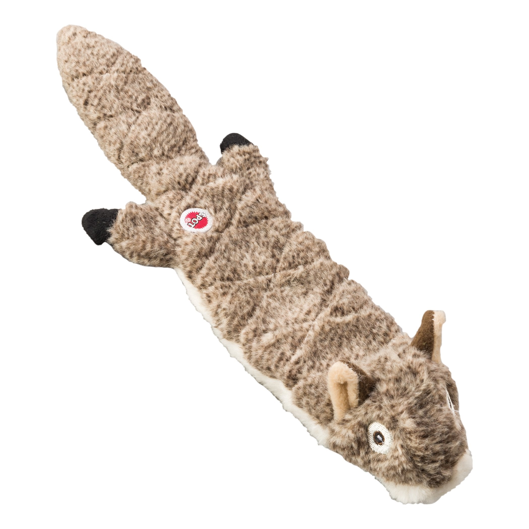 SPOT Skinneeez Extreme Quilted Squirrel Dog Toy - Durable, Stuffing Free, 14" Multicolor, 2 Squeakers for Small & Medium Dogs