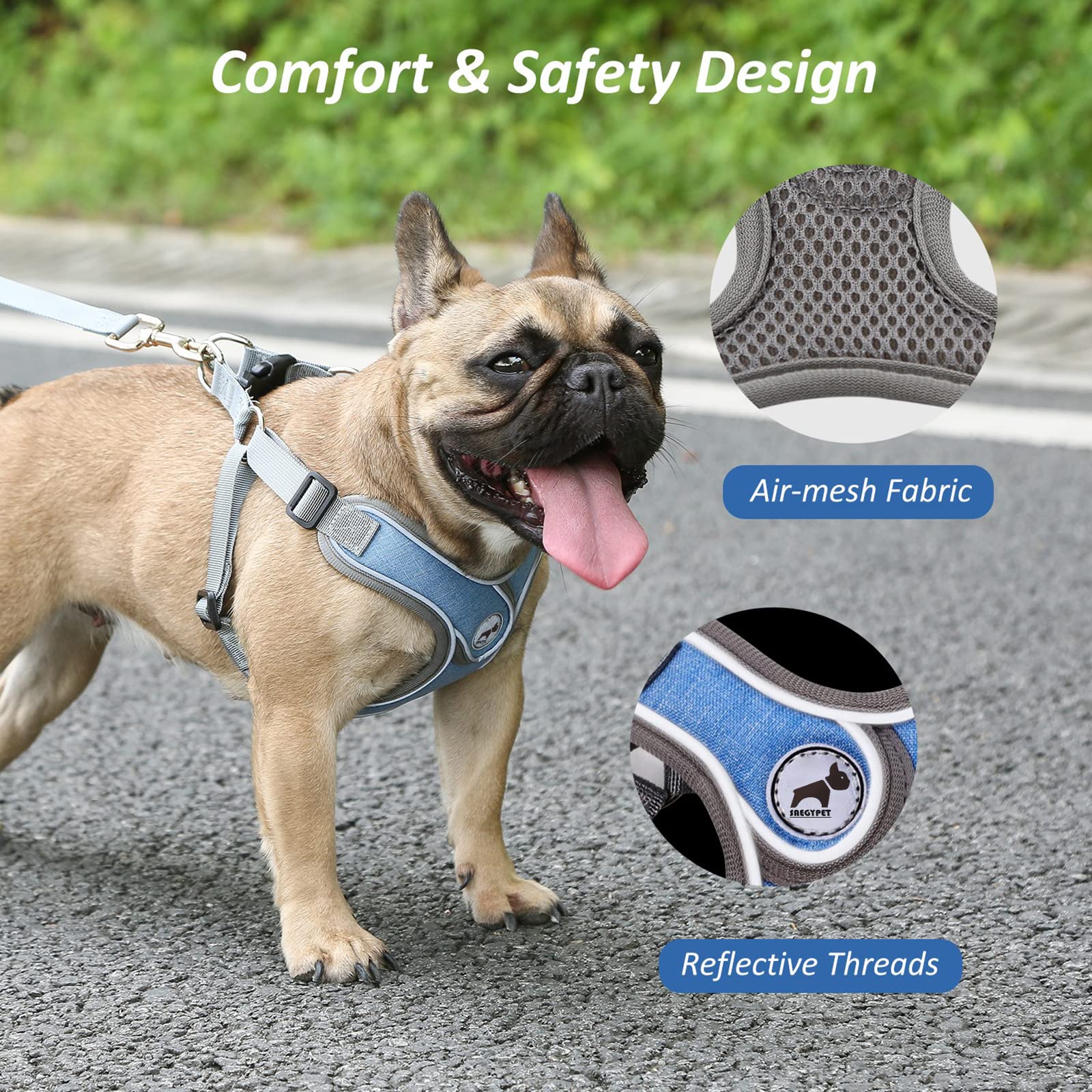 Dog Harness with Leash Set, No Pull Adjustable Step in Dog Collars Harness with Breathable Padded Vest for Small Medium Large Tr