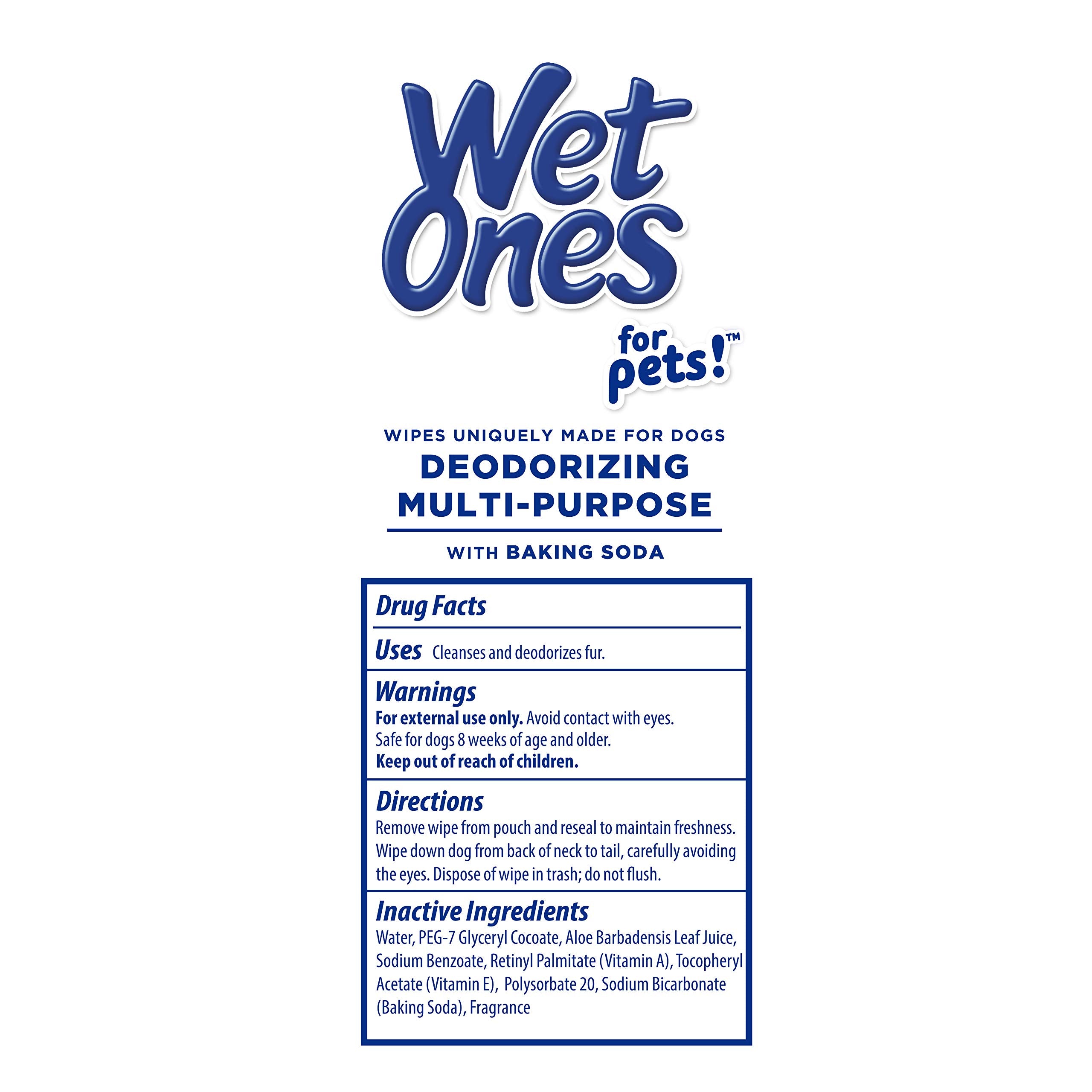Wet Ones For Pets Deodorizing Multi-Purpose Dog Wipes With Baking Soda | Dog Deodorizing Wipes For All Dogs In Tropical Splash Scent, Wet Ones Wipes For Deodorizing Dogs | 50 Ct Cannister Dog Wipes