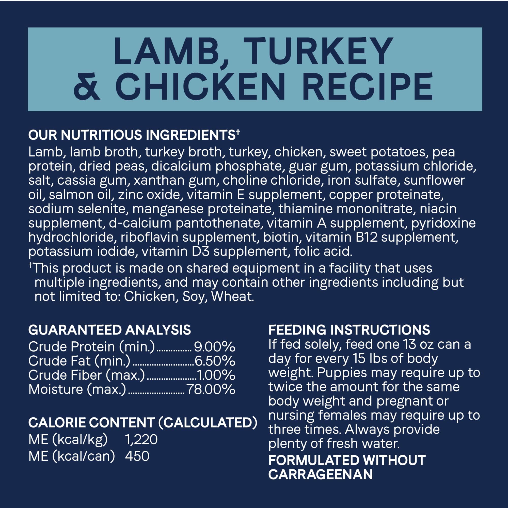 Canidae Pure Limited Ingredient Premium Wet Dog Food, Lamb, Turkey & Chicken Recipe, 13 oz. (Case of 12), Grain Free