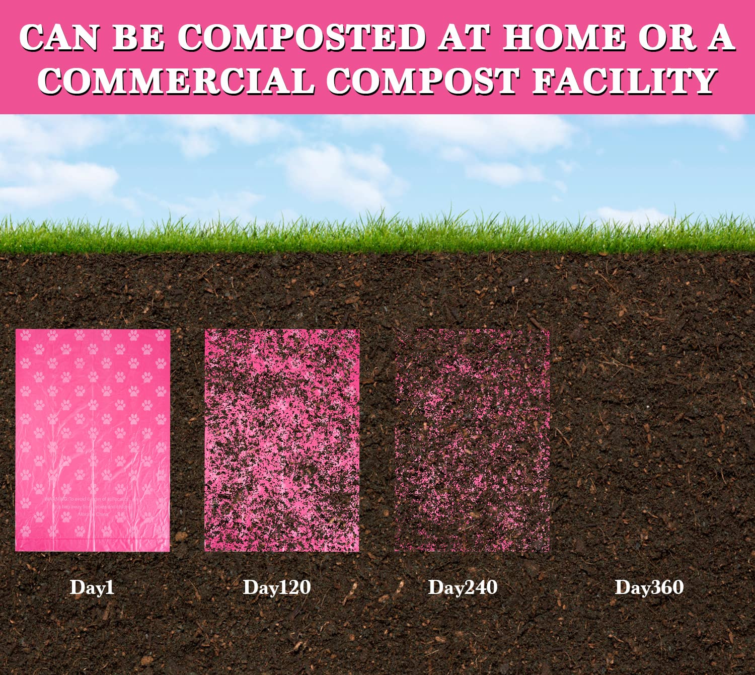 Wdfaack Biodegradable Dog Poo Bags With Holder-240 Large Poop Bags, Corn Starch Blended Compostable Bag, Extra Thick Strong Leak