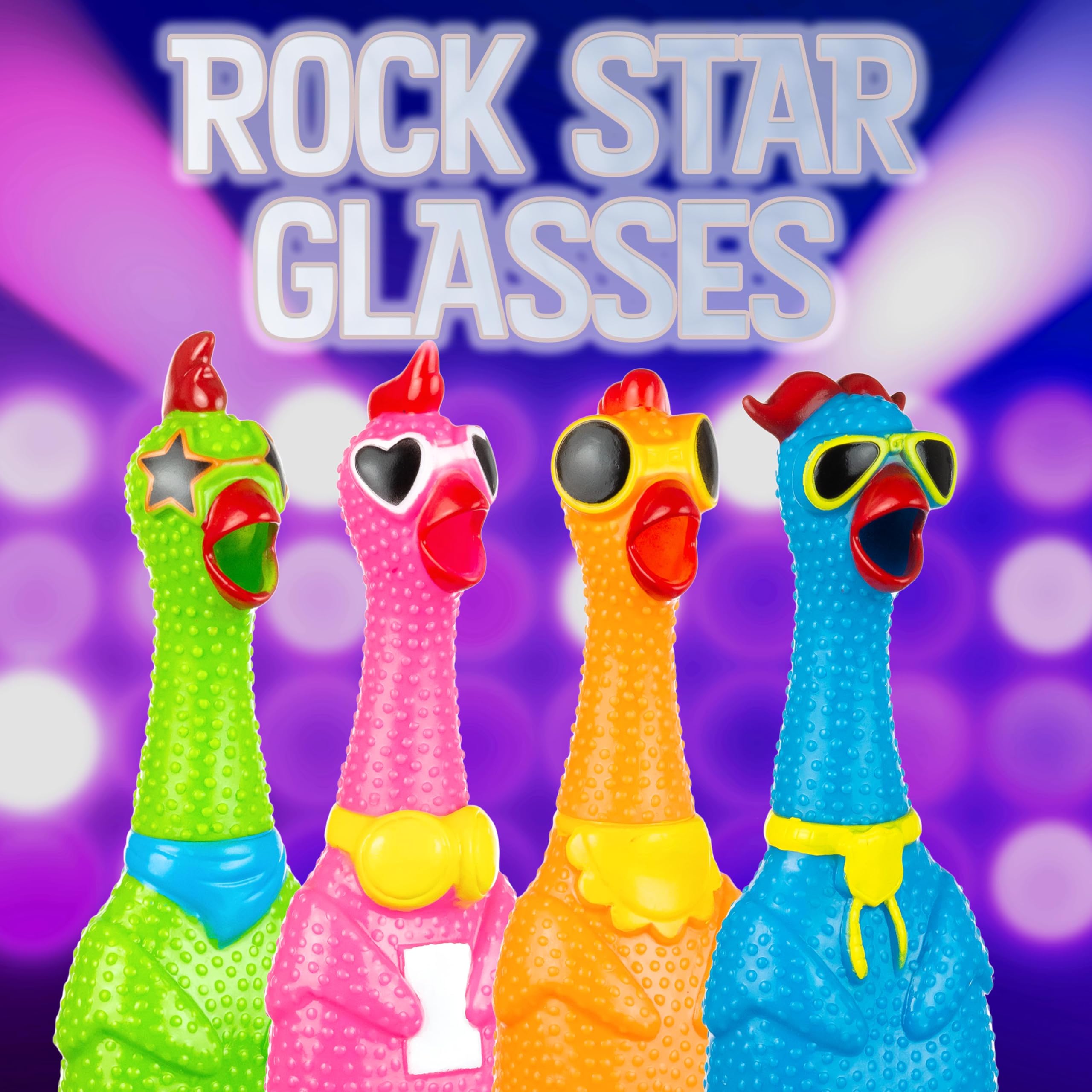 3pc Silly Screaming Chicken Set - Tactile Squeaky Chicken Squeeze Toy for Fun and Entertainment - Rubber Chickens That Squeak Sc