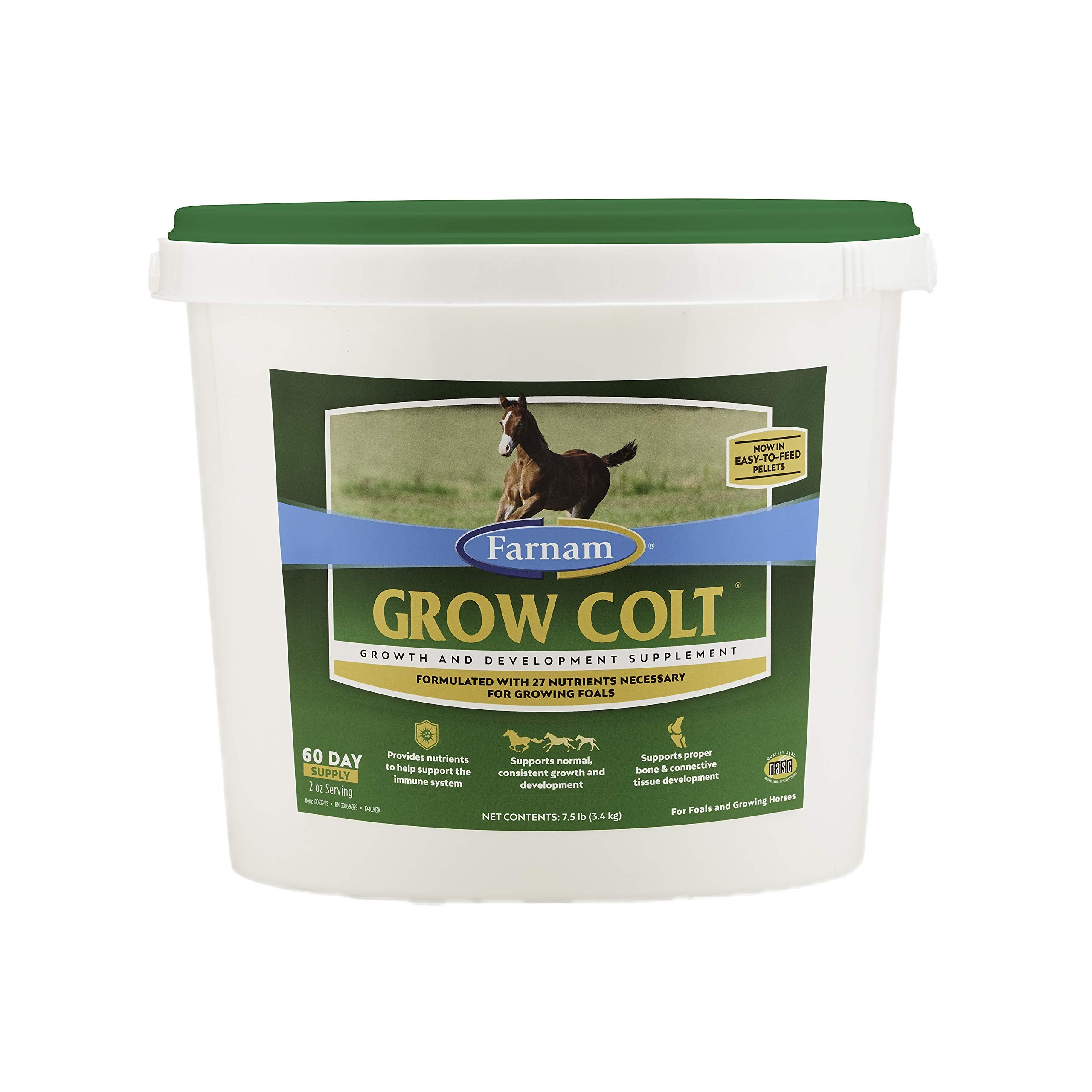 Farnam Grow Colt Supplement for Growth & Development, Supports Normal, consistent Growth in First Years of foals Life, 7.5 lbs.