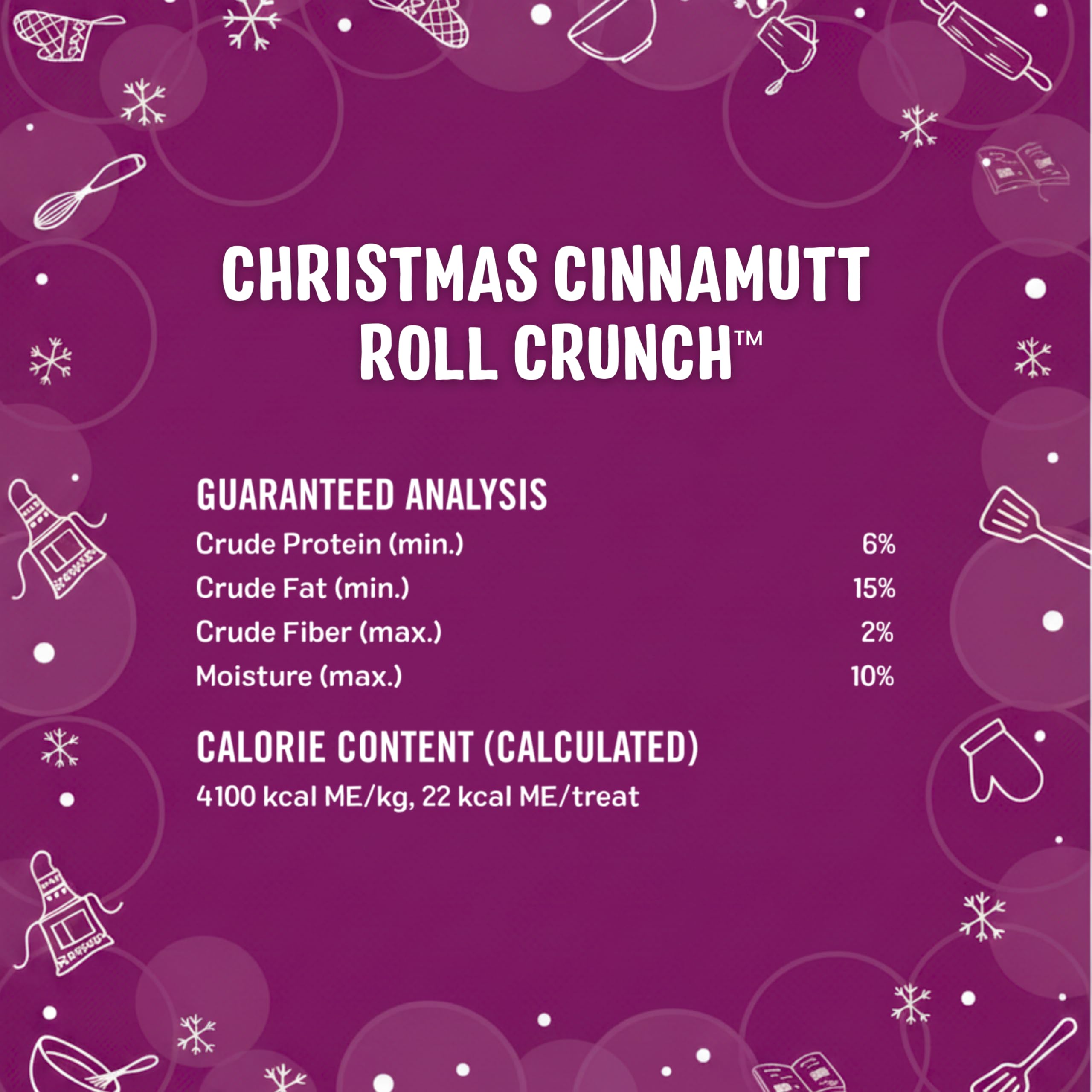 Three Dog Bakery CinnaMutt Roll Crunch, 5 oz Festive Dog Bones, Holiday & Christmas Dog Training Treats, Puppy Training Rewards