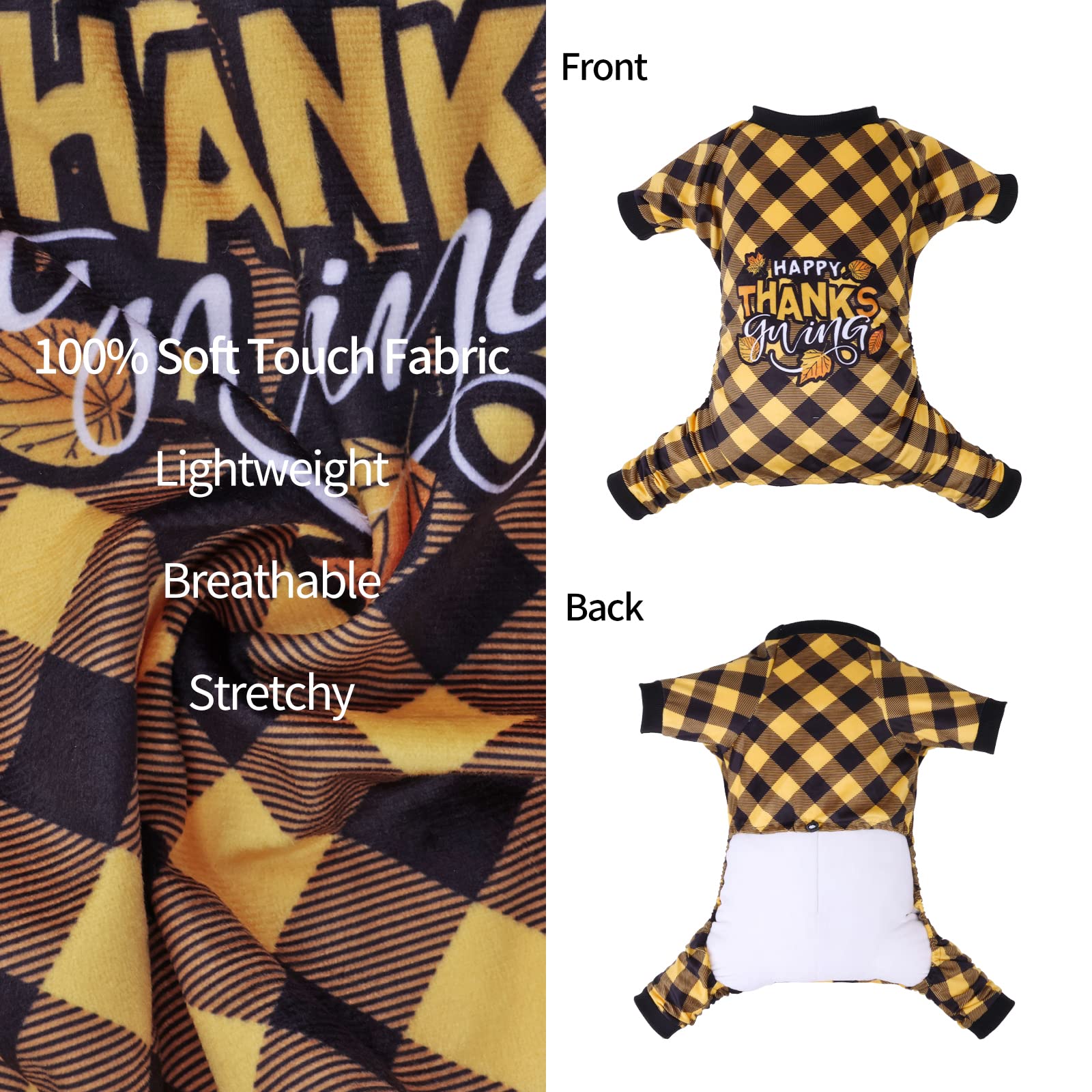 Cutebone Thanksgiving Dog Pajamas Costumes Pet Clothes Cat Apparel Shirt Winter Holiday Cute Pjs Outfits For Doggie Onesies P261Xs