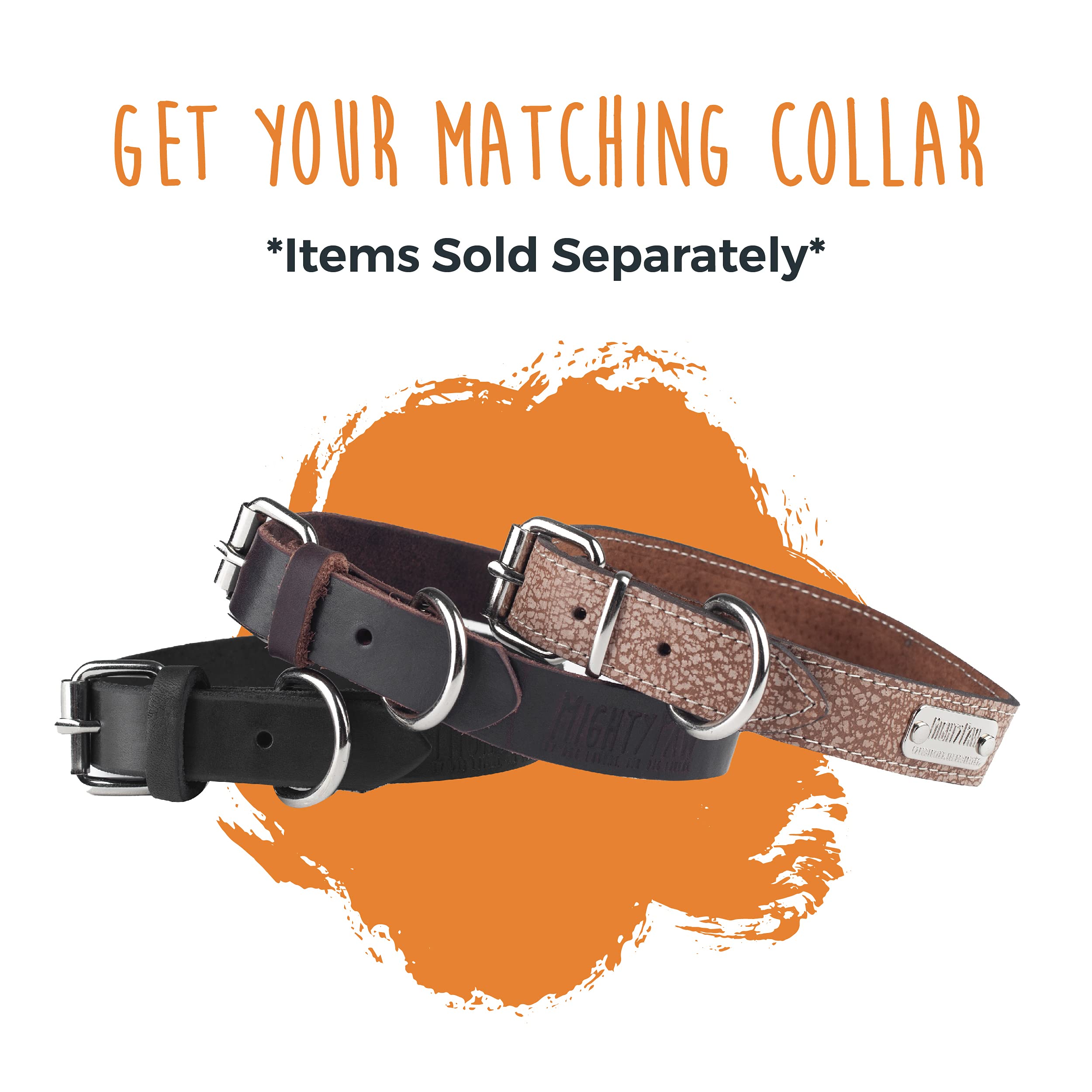 Mighty Paw Leather Dog Leash - Genuine Distressed Material - Premium - Suitable For All Pet Sizes - Heavy Duty Dogs Leashes - Modern - Dark