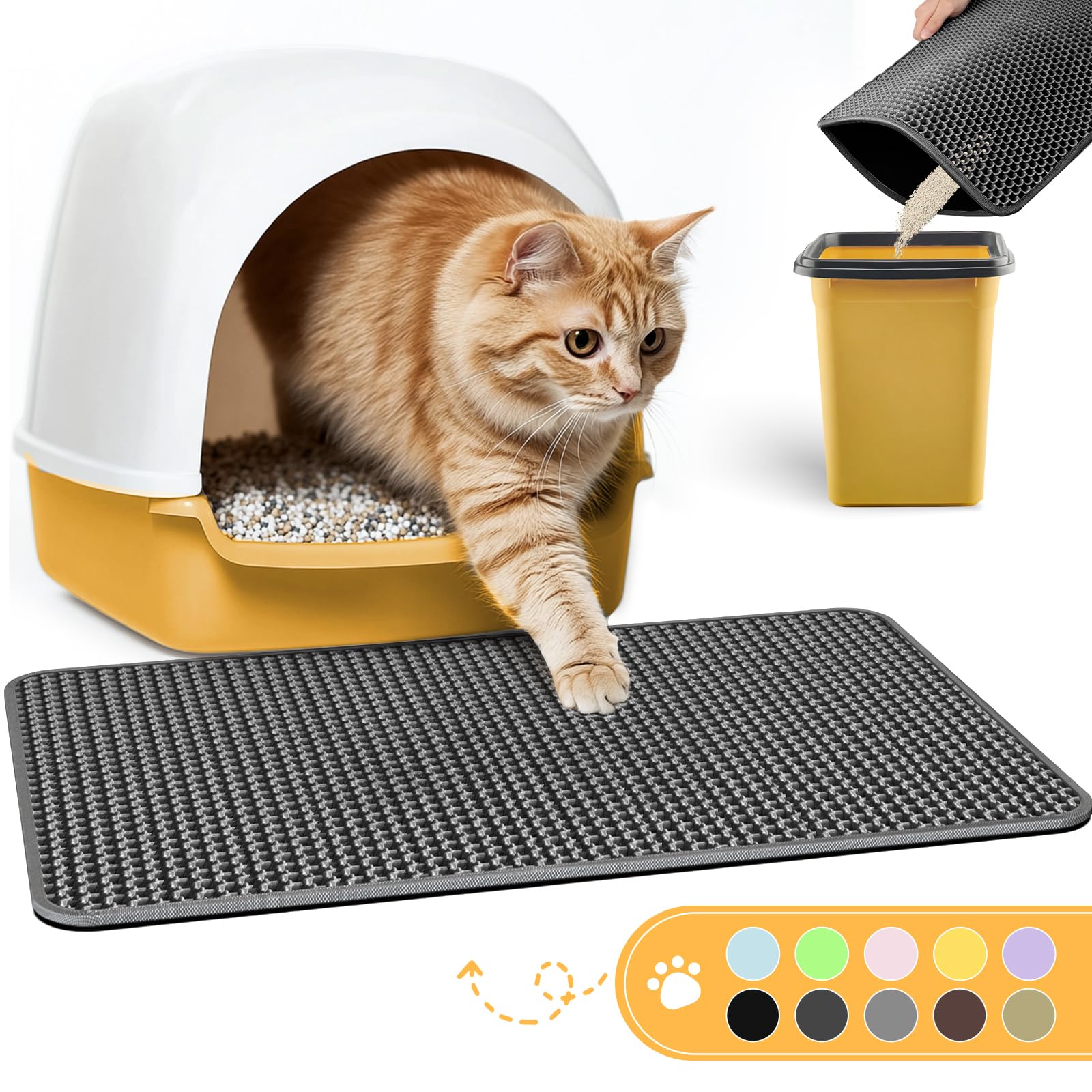 Cat Litter Mat - 23.2' X 29.1' Large Litter Trapping Mat, Easy To Clean Litter Box Mat, Waterproof, Urine-Proof, Non-Slip Kitt
