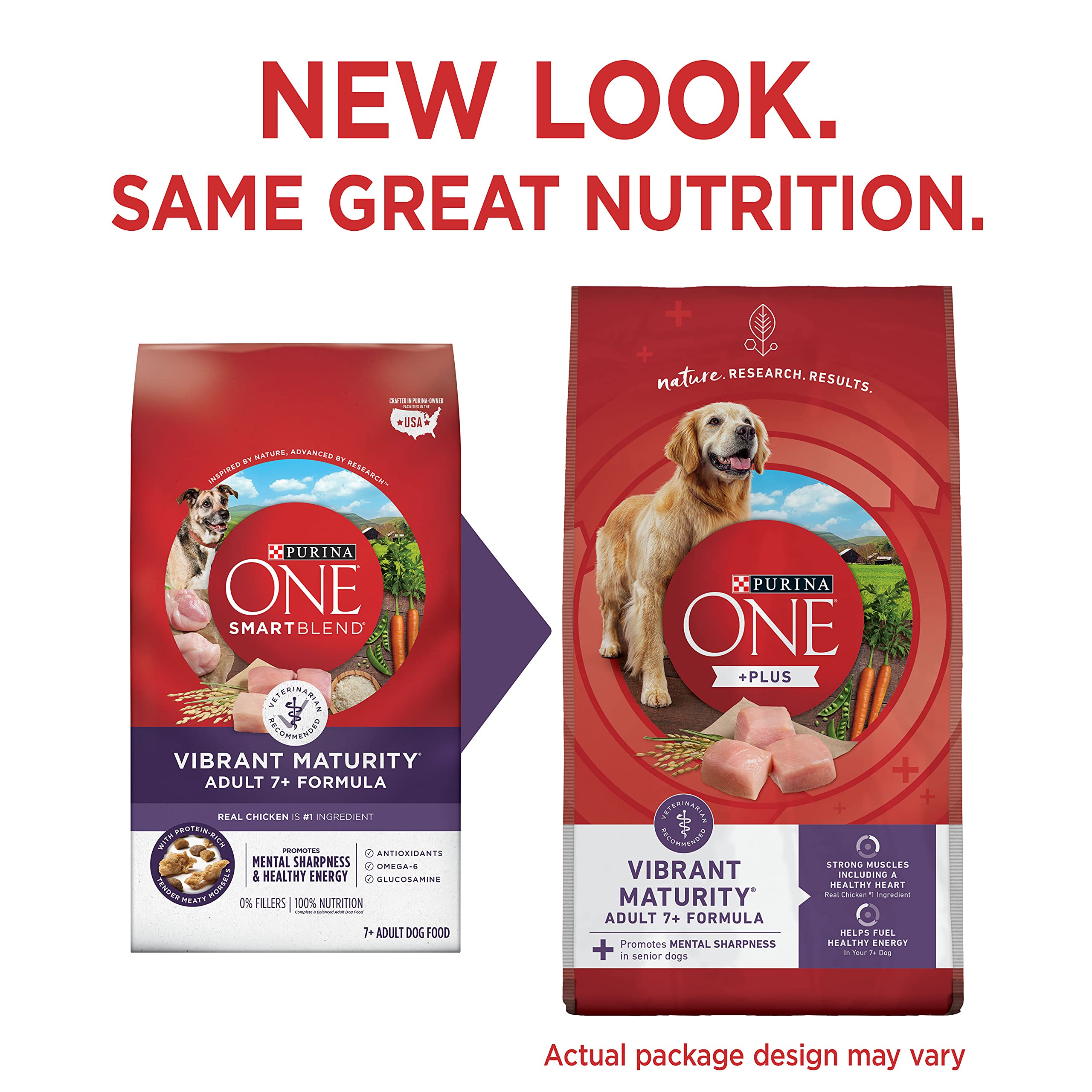 Purina ONE High Protein Dry Senior Dog Food Plus Vibrant Maturity Adult 7 Plus Formula - 8 lb. Bag