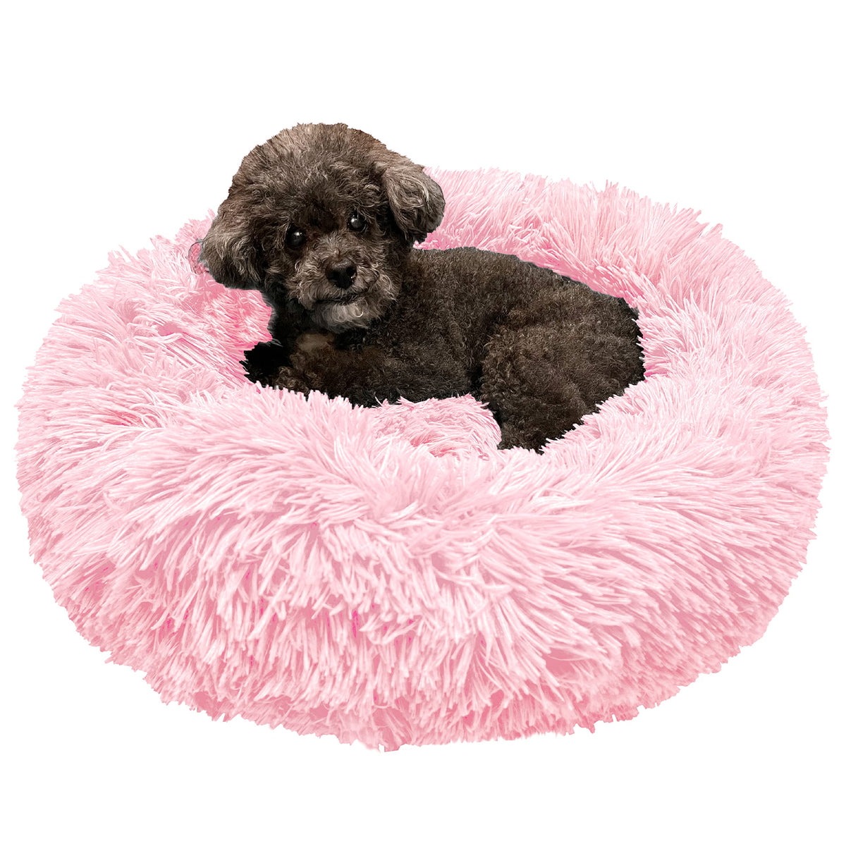 Petami Calming Dog Bed For Small Dogs, Round Donut Washable Pet Bed For Cat Puppy, 23 Inches, Anti Anxiety Cat Bed Cuddler, Fluf