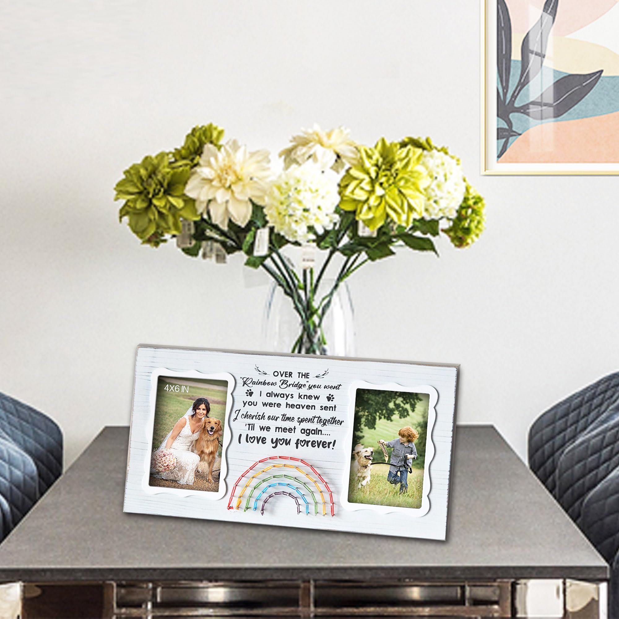 Exquideca Dog Memorial Double Picture Frames 4X6 Inches - Pets Passing Away Sympathy Gift - Bereavement Remembrance Photo Frame