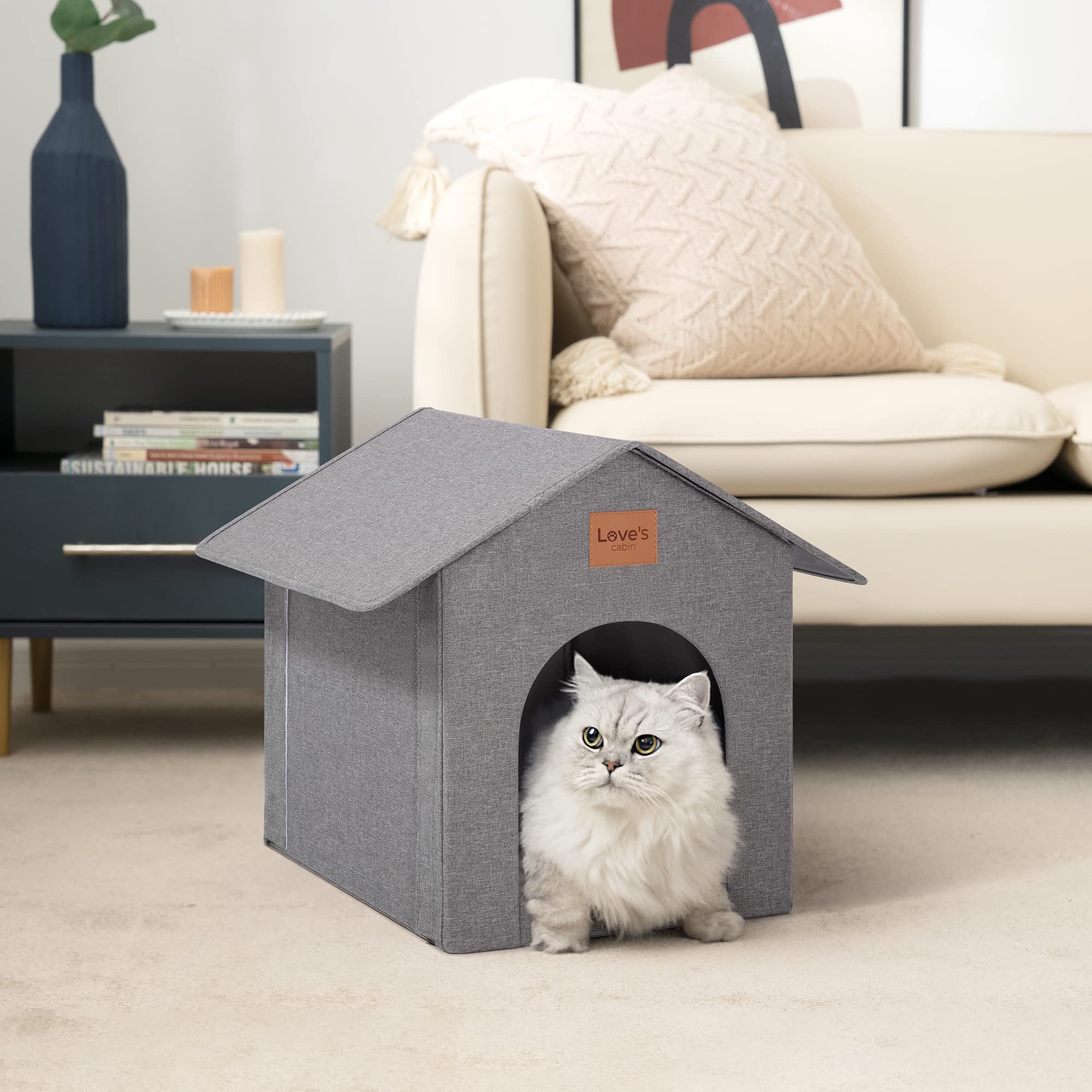 Love'S Cabin Outdoor Cat House Weatherproof, Insulated Feral Cat House Outdoor For Winter, Waterproof Outside Cat House For Outd
