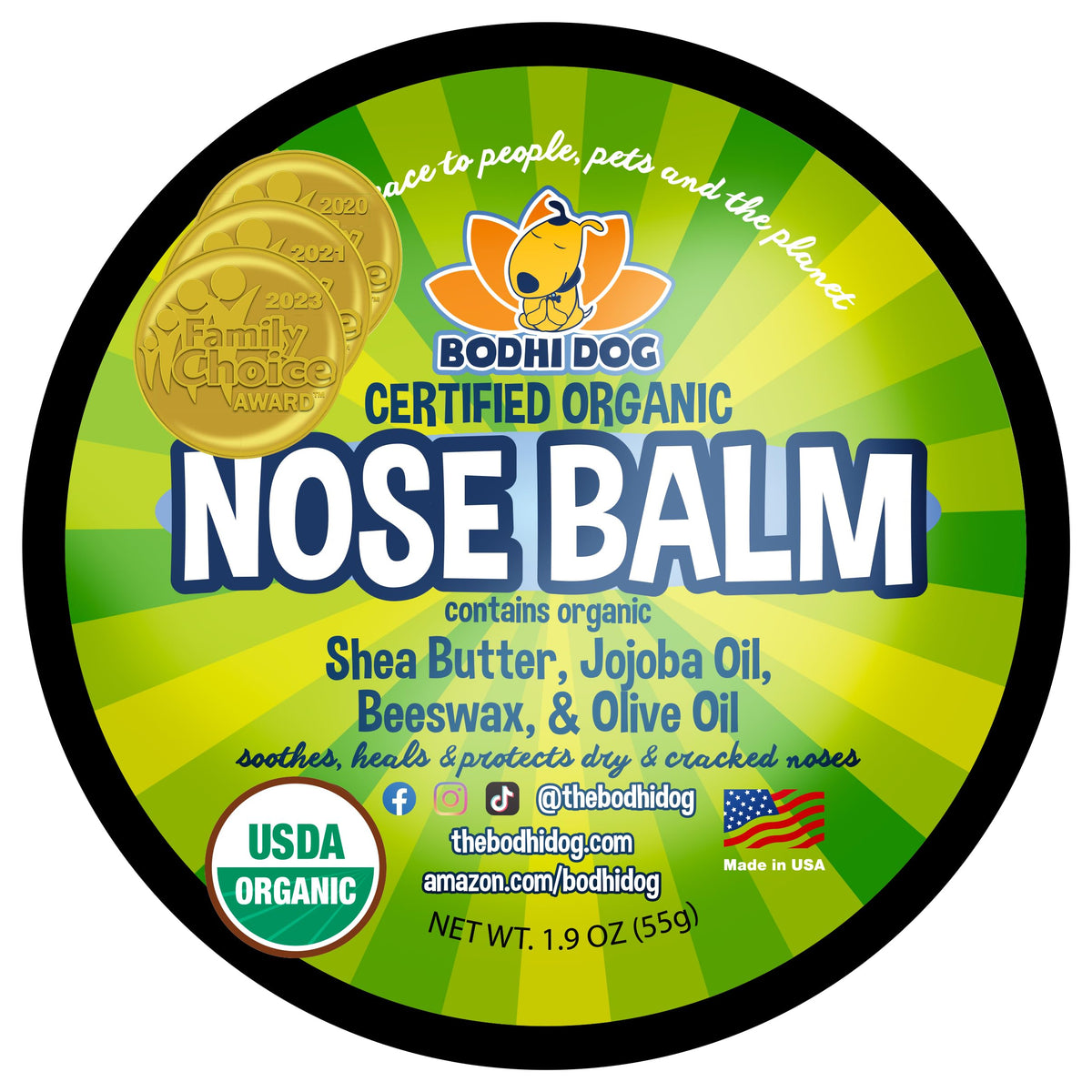 Bodhi Dog Nose Balm | Moisturizes & Soothes Dry Noses | Protect & Restore Cracked & Chapped Dog Noses | Usda Certified Organic N