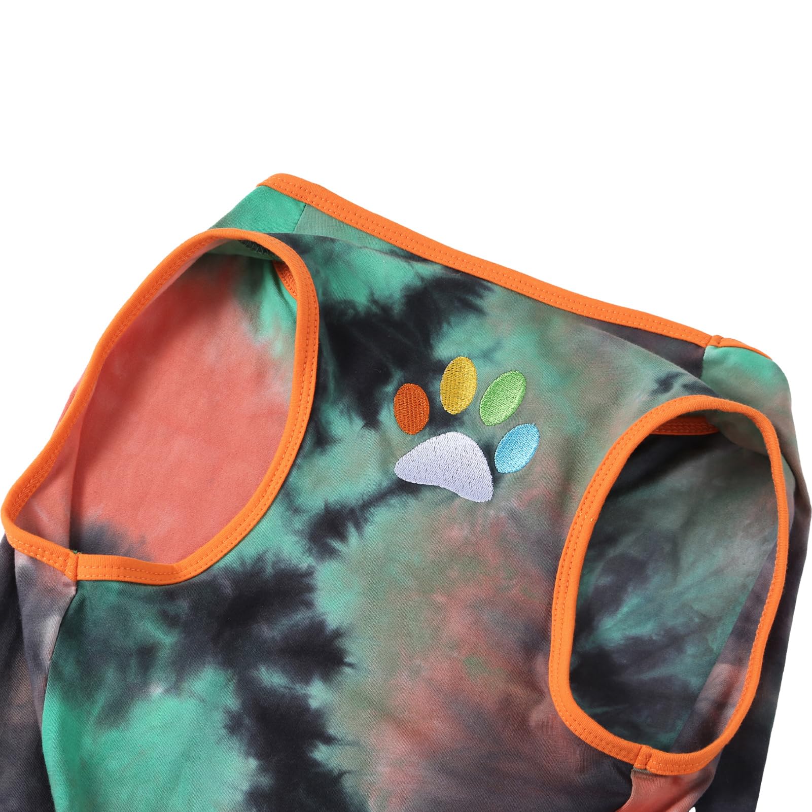 PriPre Dog Shirt Dog Vest Summer Tie Dye Dog Clothes Cool Breathable Cotton T-Shirt Medium Large Dog Boys Girls Shirt(GreenOrang