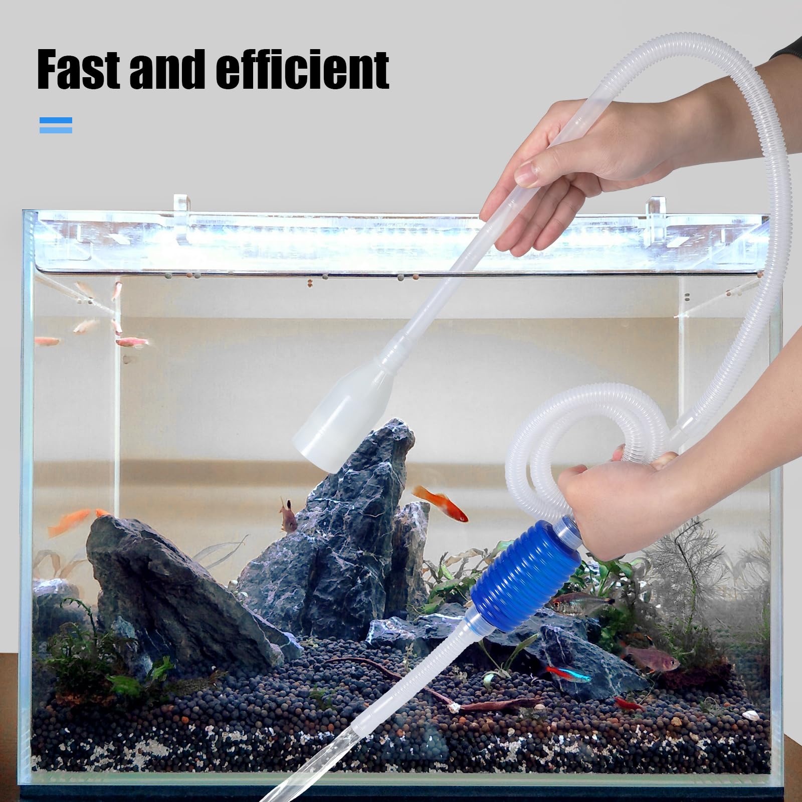 Aquaneat Fish Tank Cleaning Tools, Fish Tank Cleaner,Fish Tank Siphon, Aquarium Water Change, With Fish Tank Net 5 In 1 Cleaning Set