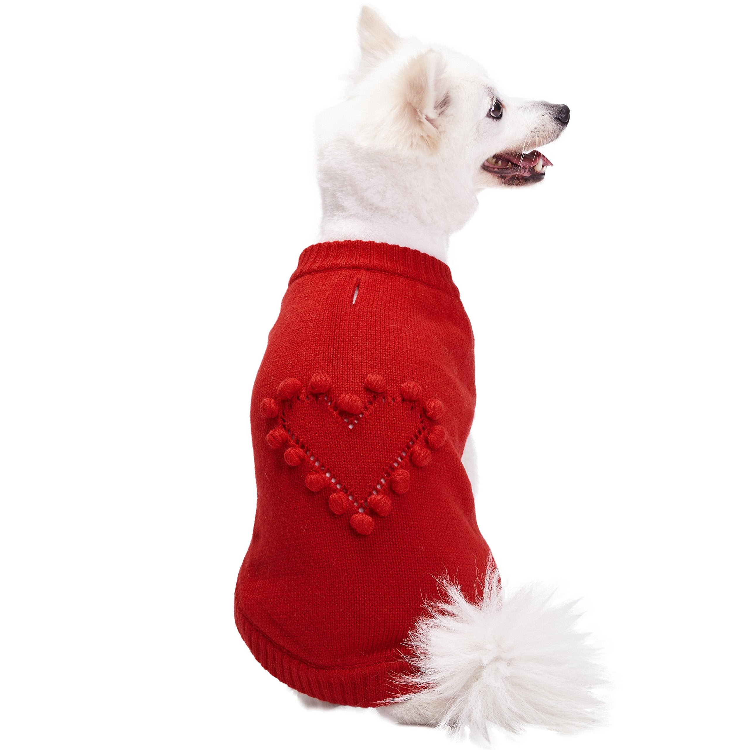Blueberry Pet Heart Dog Sweater Valentines Day Clothes for Large Girl Dogs, Red Pullover Crewneck Holiday Apparel for Love of Pe