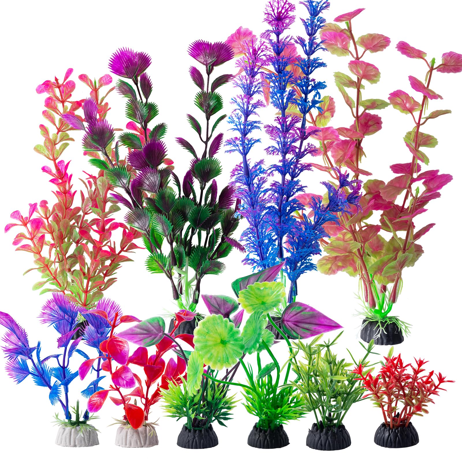 COMSUN 10 Pack Artificial Aquarium Plants, Small Size 4 inch Approximate Height Fish Tank Decorations Home D  cor Plastic Pink