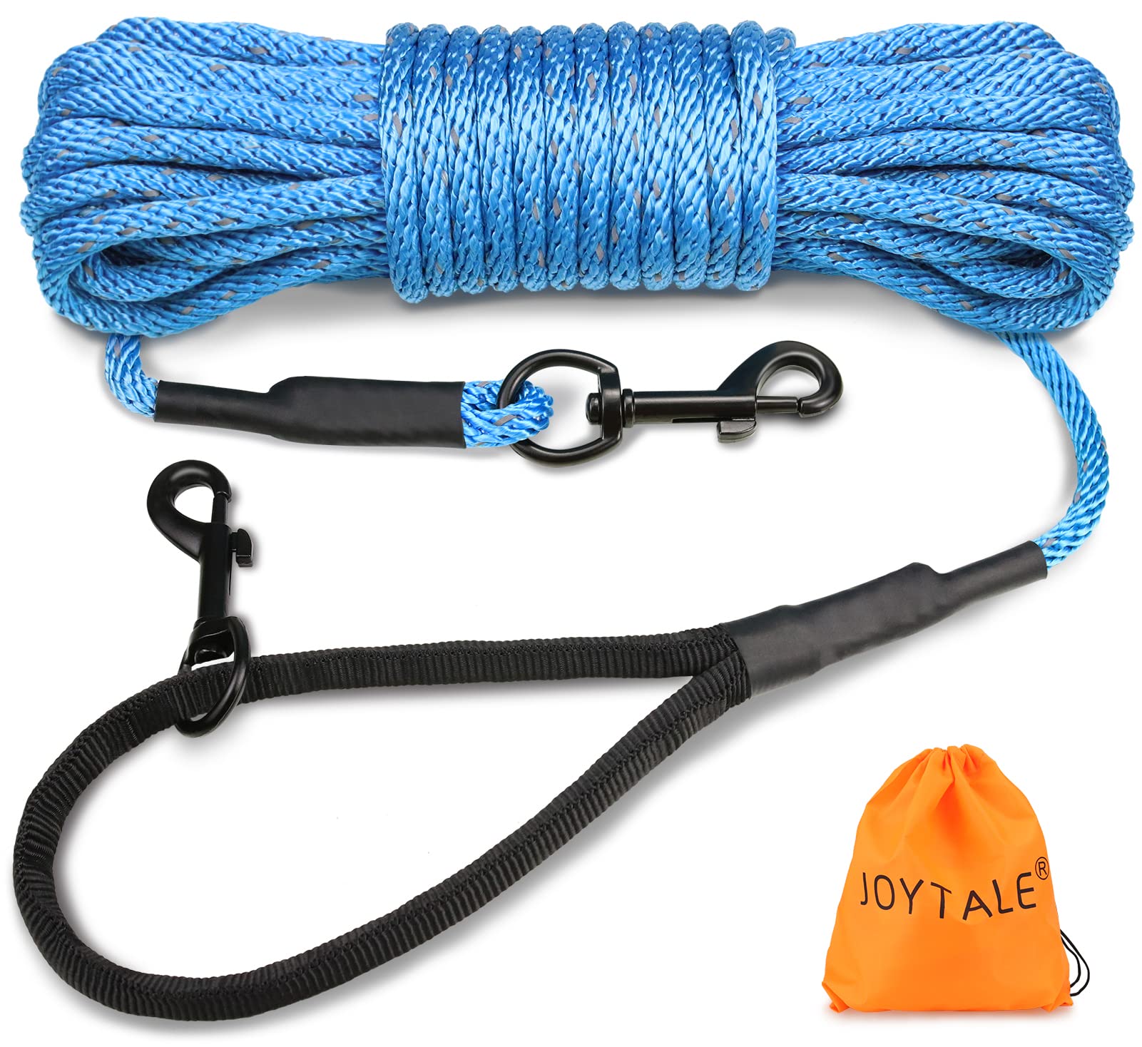 Joytale Long Dog Training Leash, 15 Ft Tie Out Rope Check Cord Dogs Leashes With Padded Handle, Reflective Recall Lead For Puppy And Small Dogs, Blue