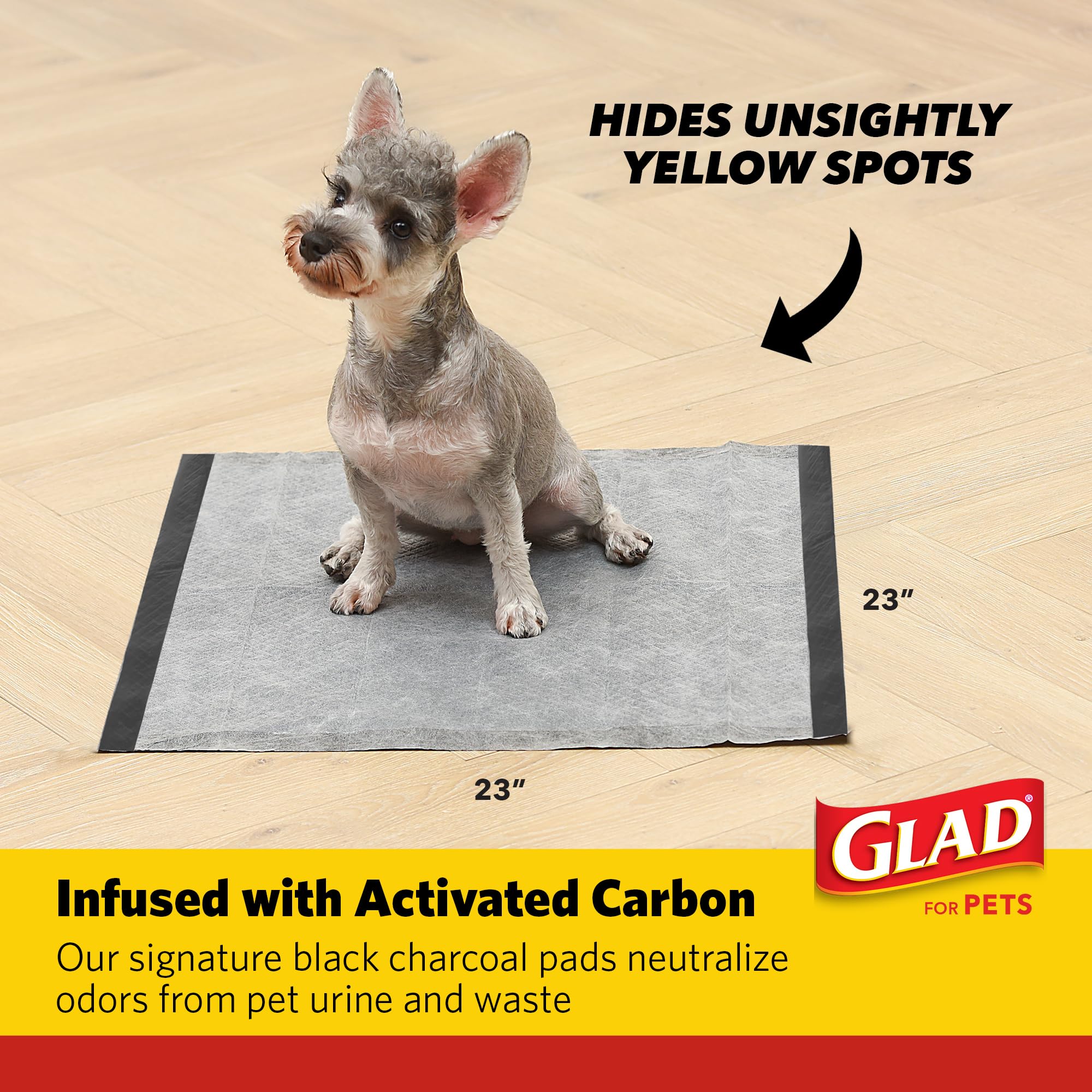 Glad for Pets Activated Carbon Puppy Training Pads with Anti-Microbial Technology, 23x23 | Ultra Absorbent, Odor Control, Heavy