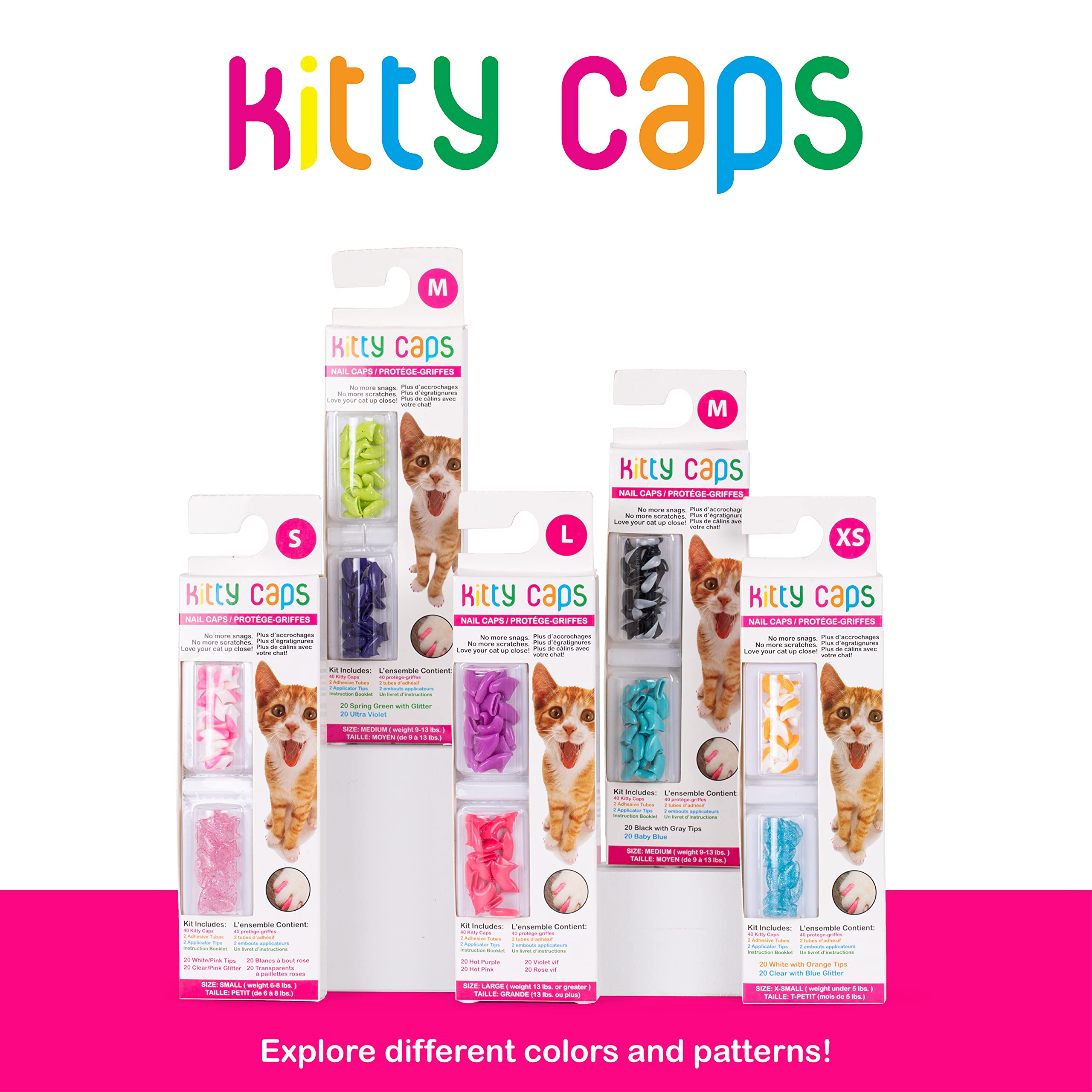 Kitty Caps Nail Caps for Cats  Safe, Stylish & Humane Alternative to Declawing  Stops Snags and Scratches, X-Small (Under 5 lbs)