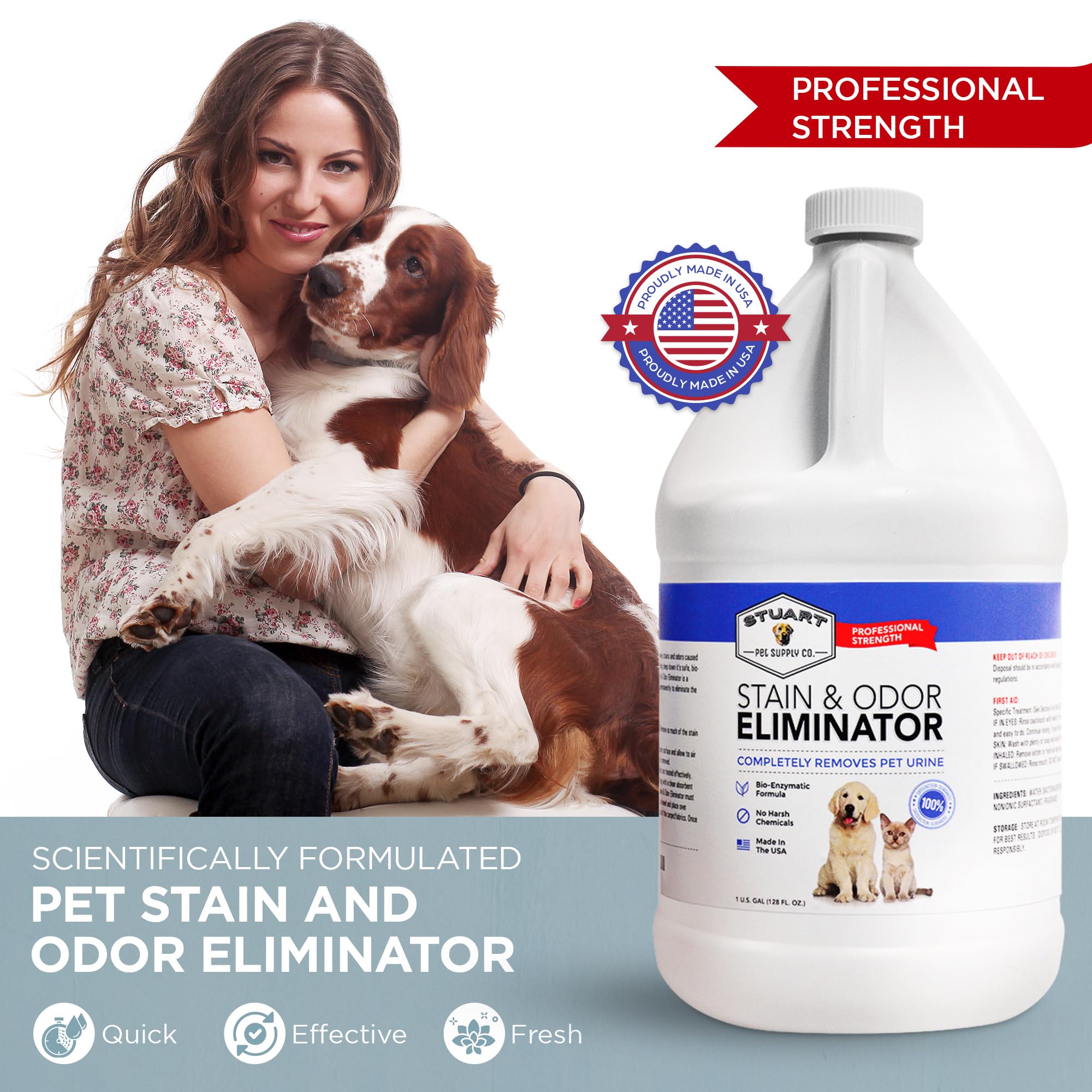 Stuart Pet Supply Co. Professional Strength Pet Odor Eliminator | Urine Odor Remover | Pet Urine Enzyme Cleaner | Pet Stain And Odor Remover | Enzymatic Cleaner For Dog Urine And Cat Urine