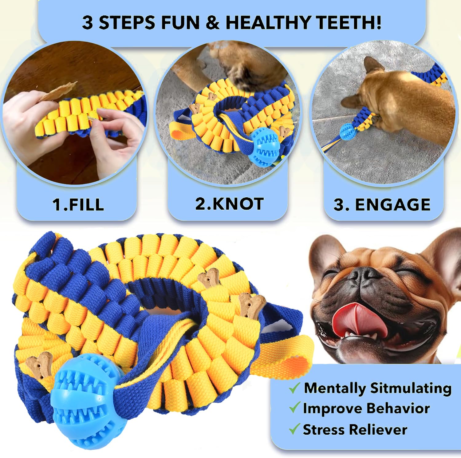 Vengaby 2 Pack Dog Rope Toys, Dog Tug Of War Toys For Boredom, Interactive Snuffle Ball For Dogs And Puzzle Toy For Fun And Teet