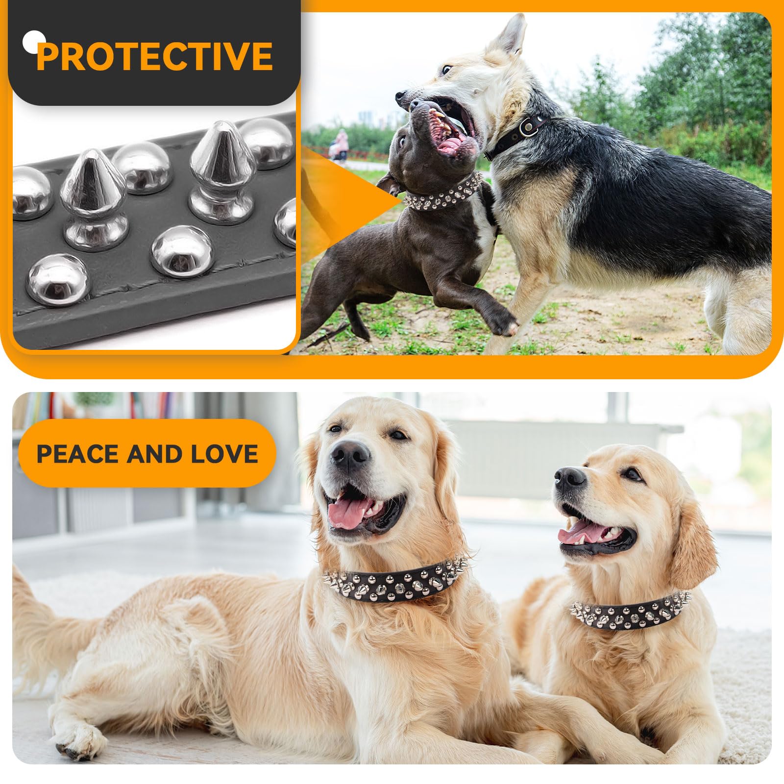 Petcare Spiked Dog Collar Black Soft Pu Leather Funny Mushrooms Rivet Spike Studded Puppy Collar Adjustable Outdoor Pet Dog Collar For Small Medium Large Dogs Cats Chihuahua Pug Pit Bull Dog Collars