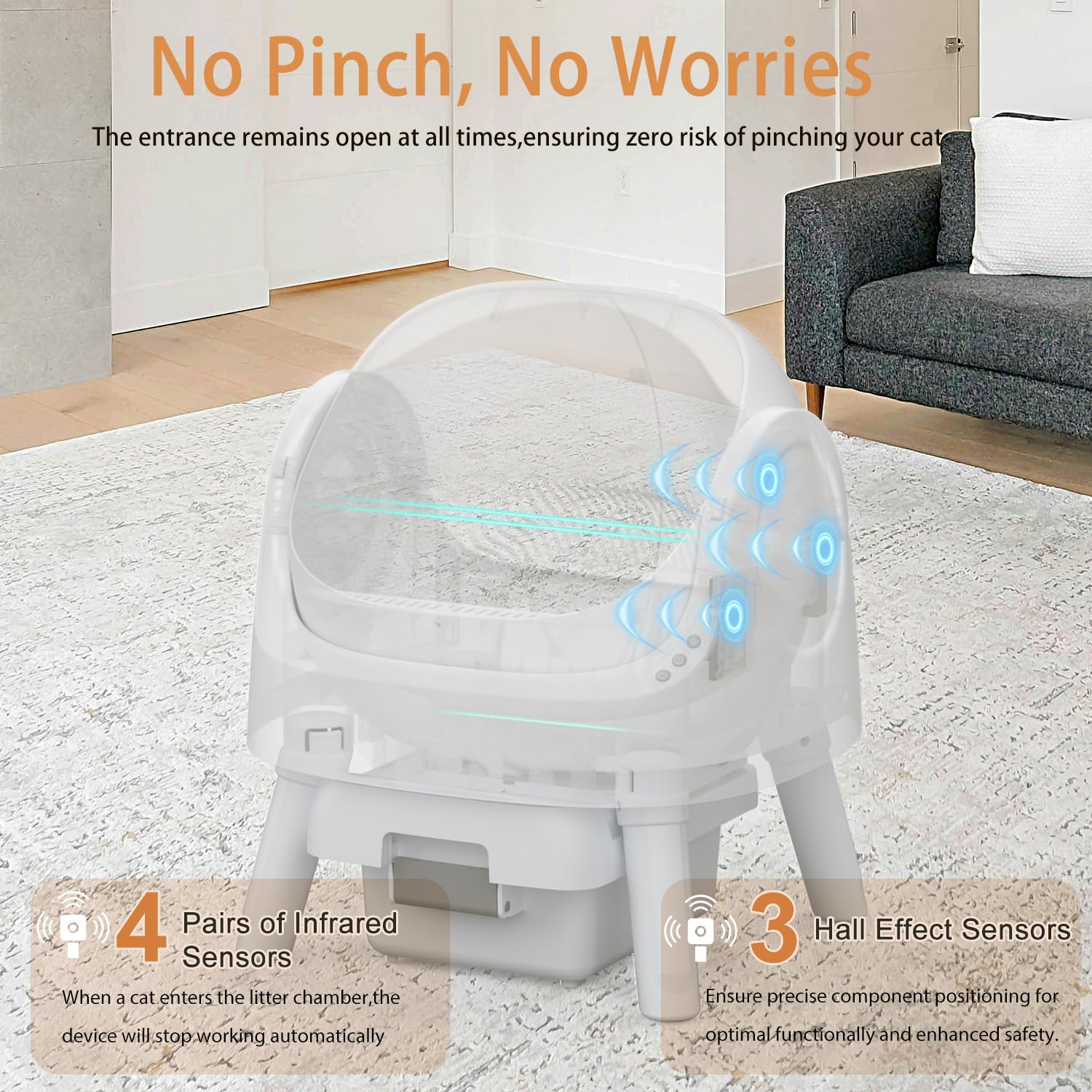 Mimfam Autoscooper 11 Self Cleaning Cat Litter Box, Automatic For Multiple Cats, Open Top, White, Large (24.24 L X 16.32 W X