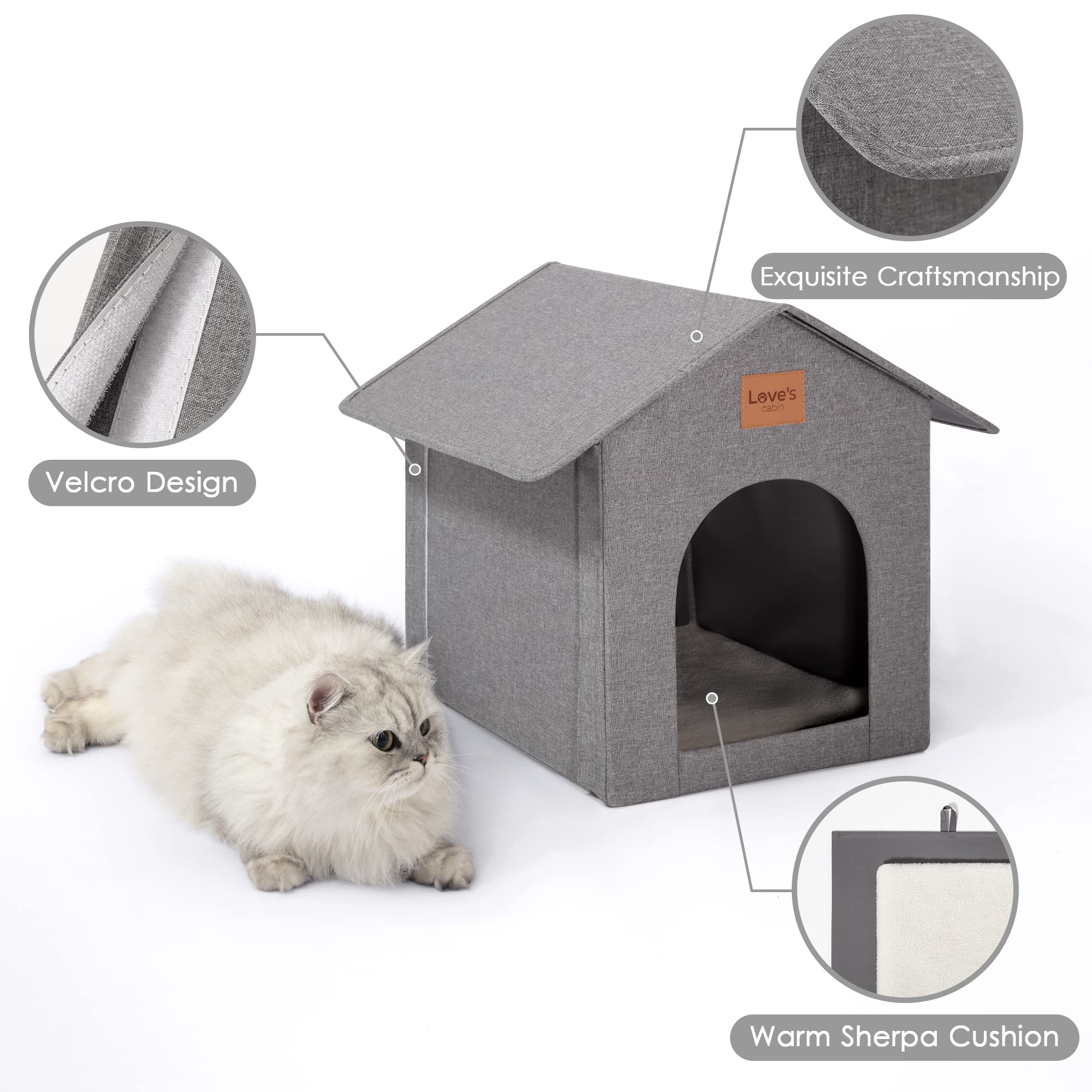 Love'S Cabin Outdoor Cat House Weatherproof, Insulated Feral Cat House Outdoor For Winter, Waterproof Outside Cat House For Outd