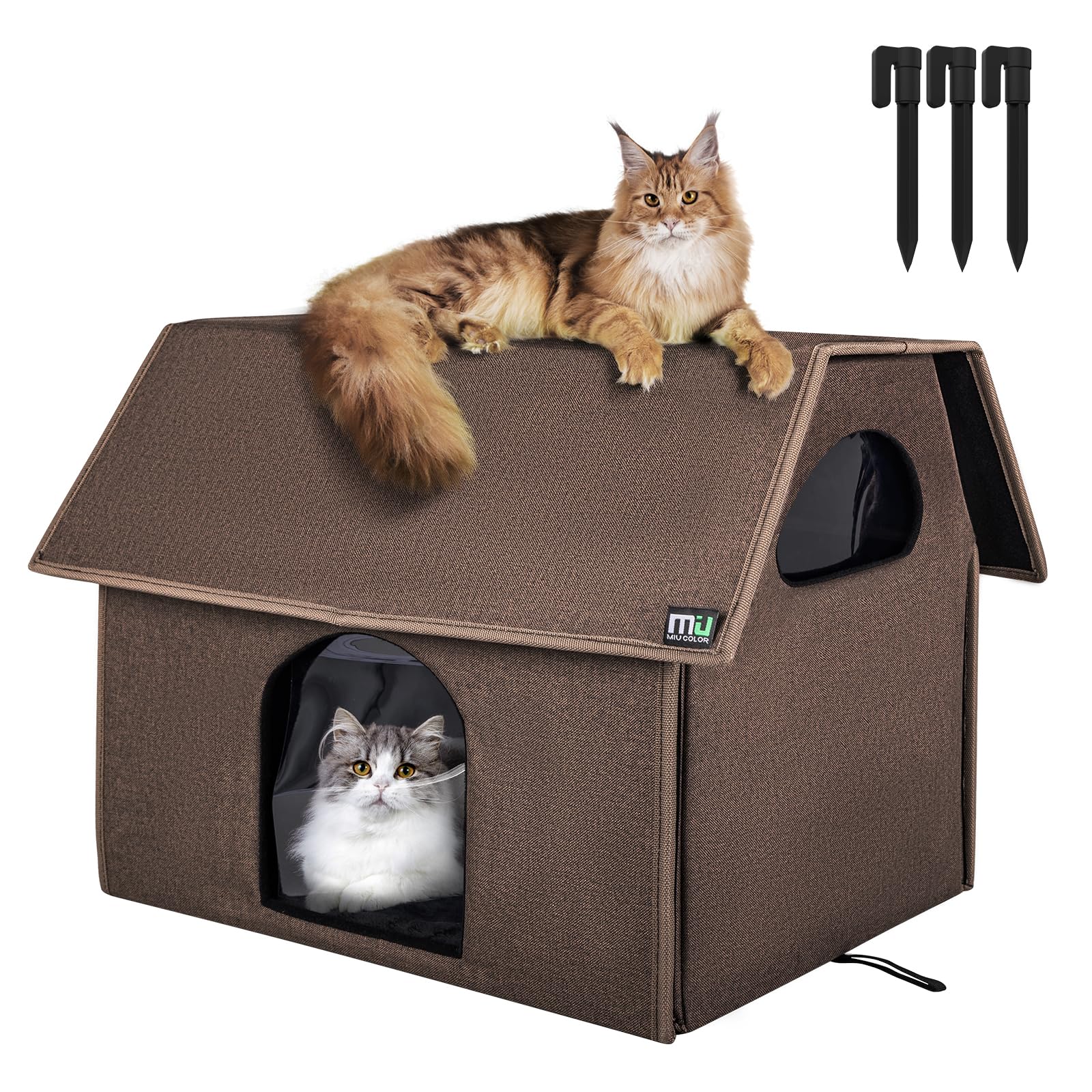 MIU Color Outdoor Cat House, Extra Large Weatherproof Cat Houses for Outdoor Cats, Insulated Feral Cat Shelter, Big Cat Bed, 20.
